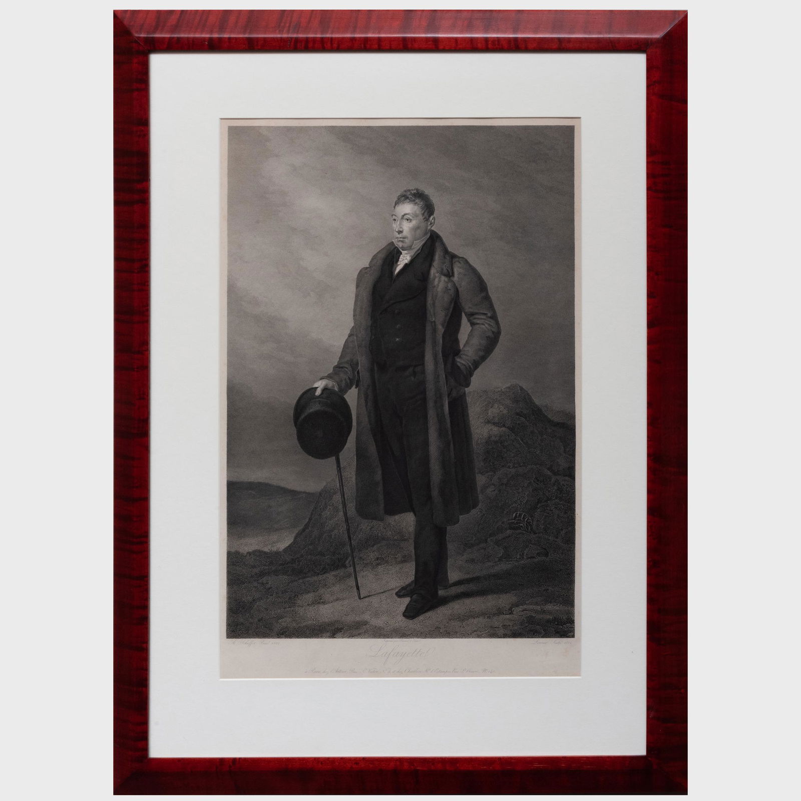 After Ary Scheffer (1795-1858), by Jean-Marie Leroux: After Ary Scheffer (1795-1858), by Jean-Marie Leroux (1788-?): Lafayette Engraving in black on wove paper, 1824. 23 3/4 x 15 in. (sight), 33 1/2 x 24 1/2 in. (frame).