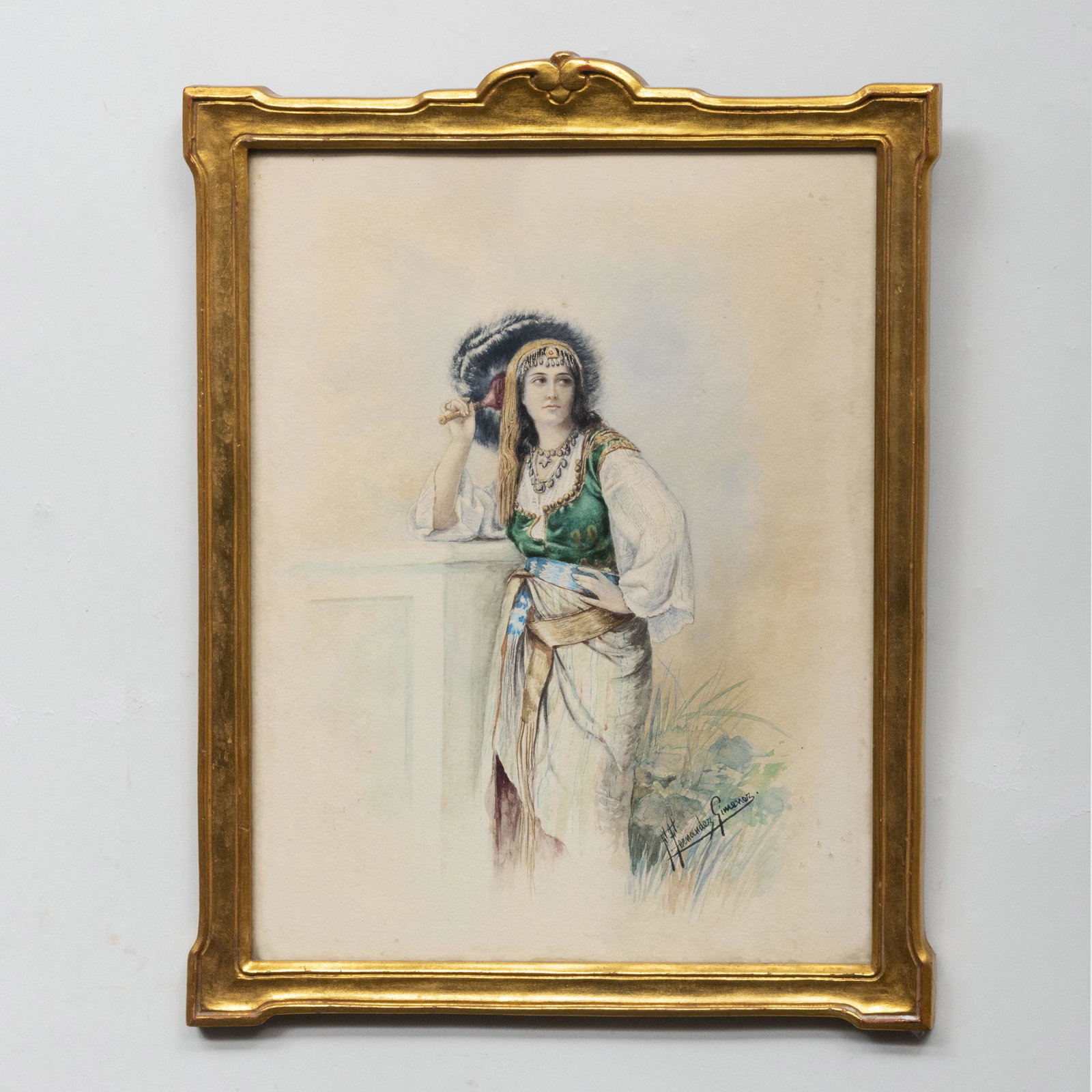 Federico Fernandez y Giminez (1846-1873): Gypsie Dancer: Federico Fernandez y Giminez (1846-1873): Gypsie Dancer Watercolor on paper, signed 'F. Fernandez Giminez' lower right. 13 1/2 x 10 1/2 in. (sight), 16 x 12 1/2 in. (frame).