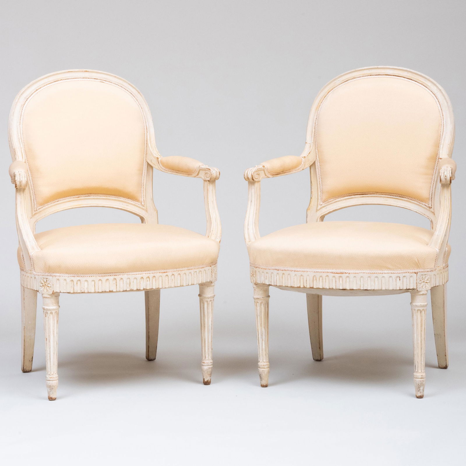 Pair of Louis XV/XVI Style Painted Fauteuils à la (1 of 7)