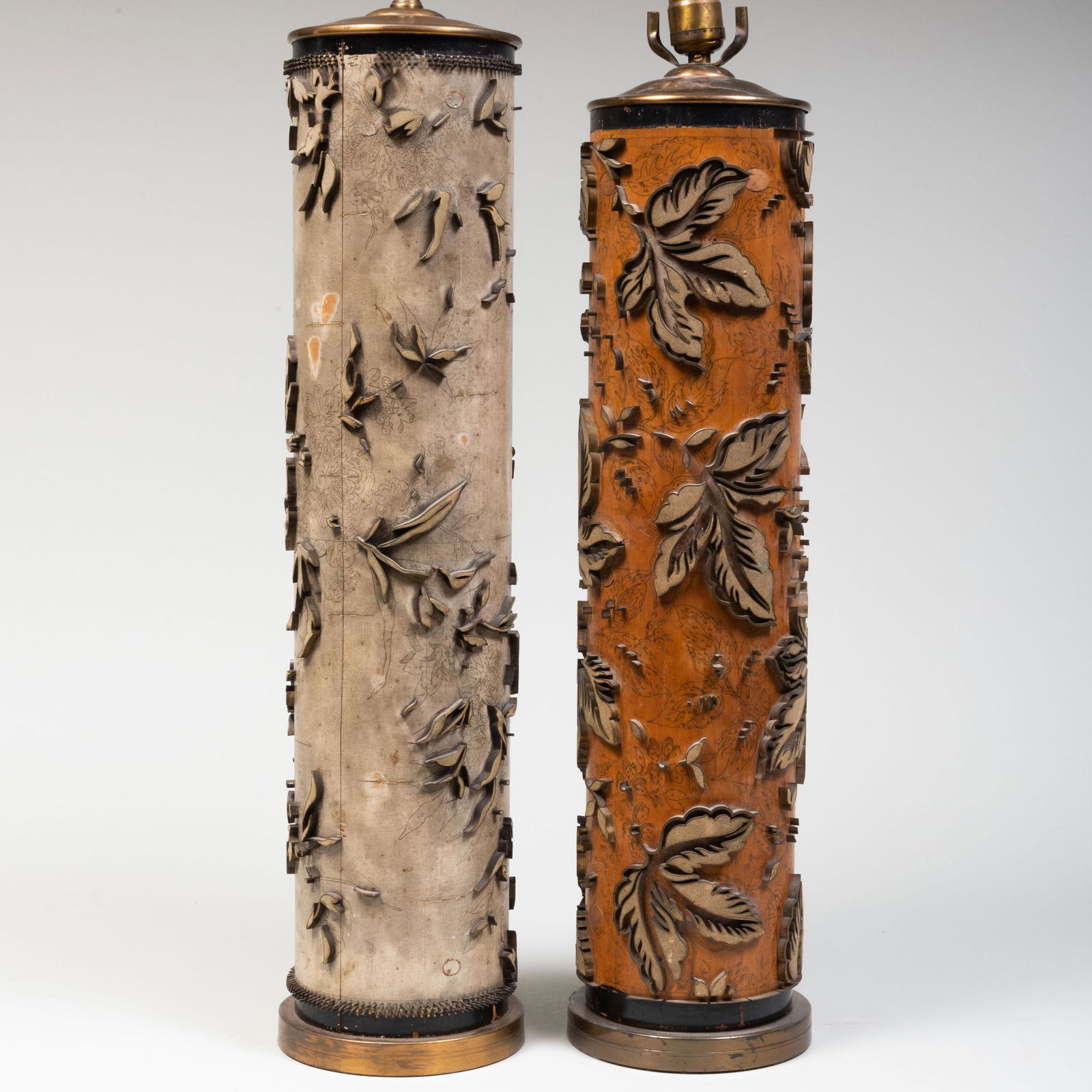 Two Victorian Carved Wood Wall Paper Rollers Mounted as (1 of 9)