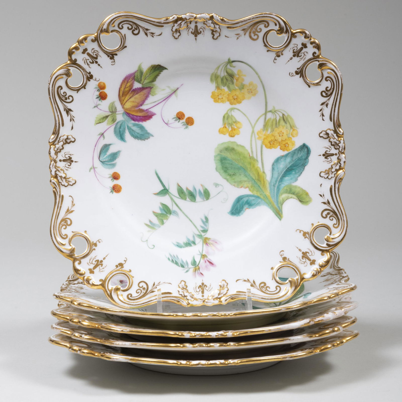 Set of Five English Porcelain Dessert Plates (1 of 4)