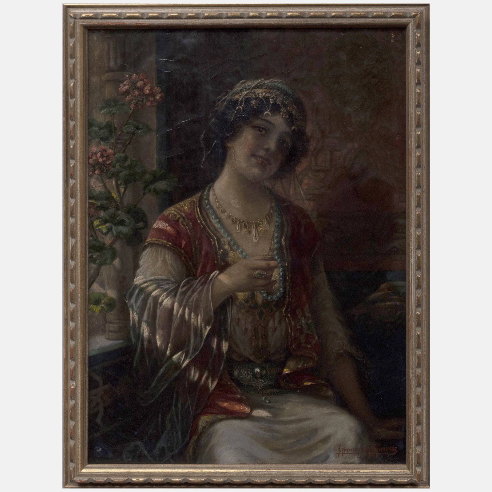 Federico Jiminez Fernandez (1841-1910) : Odalisque: Federico Jiminez Fernandez (1841-1910) : Odalisque Oil on canvas, signed 'F. Fernandez Gimenez' lower right. 30 x 22 in., 33 x 25 in. (frame).
