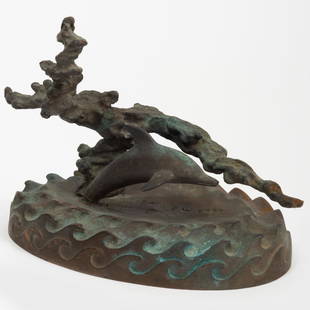 Carl Paul Jennewein (1890-1978): Dolphin and Waves: Carl Paul Jennewein (1890-1978): Dolphin and Waves Bronze, signed 'Jennewein' at bottom. 4 x 7 x 3 1/2 in. Works from the Collection of Dick Polich and the Polich Tallix Fine Art Foundry