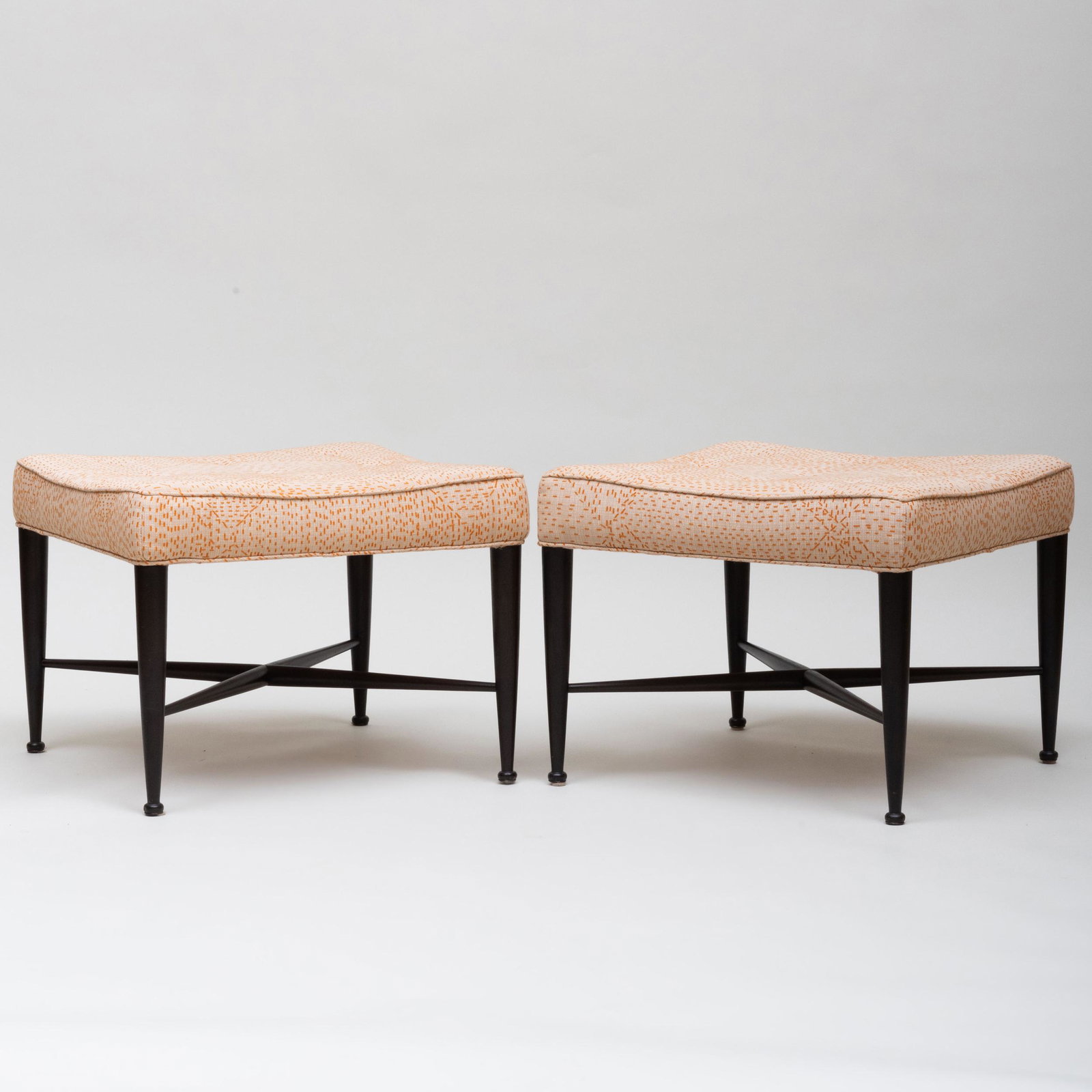 Pair of Ebonized and Upholstered 'Thebes' Stools in the (1 of 9)