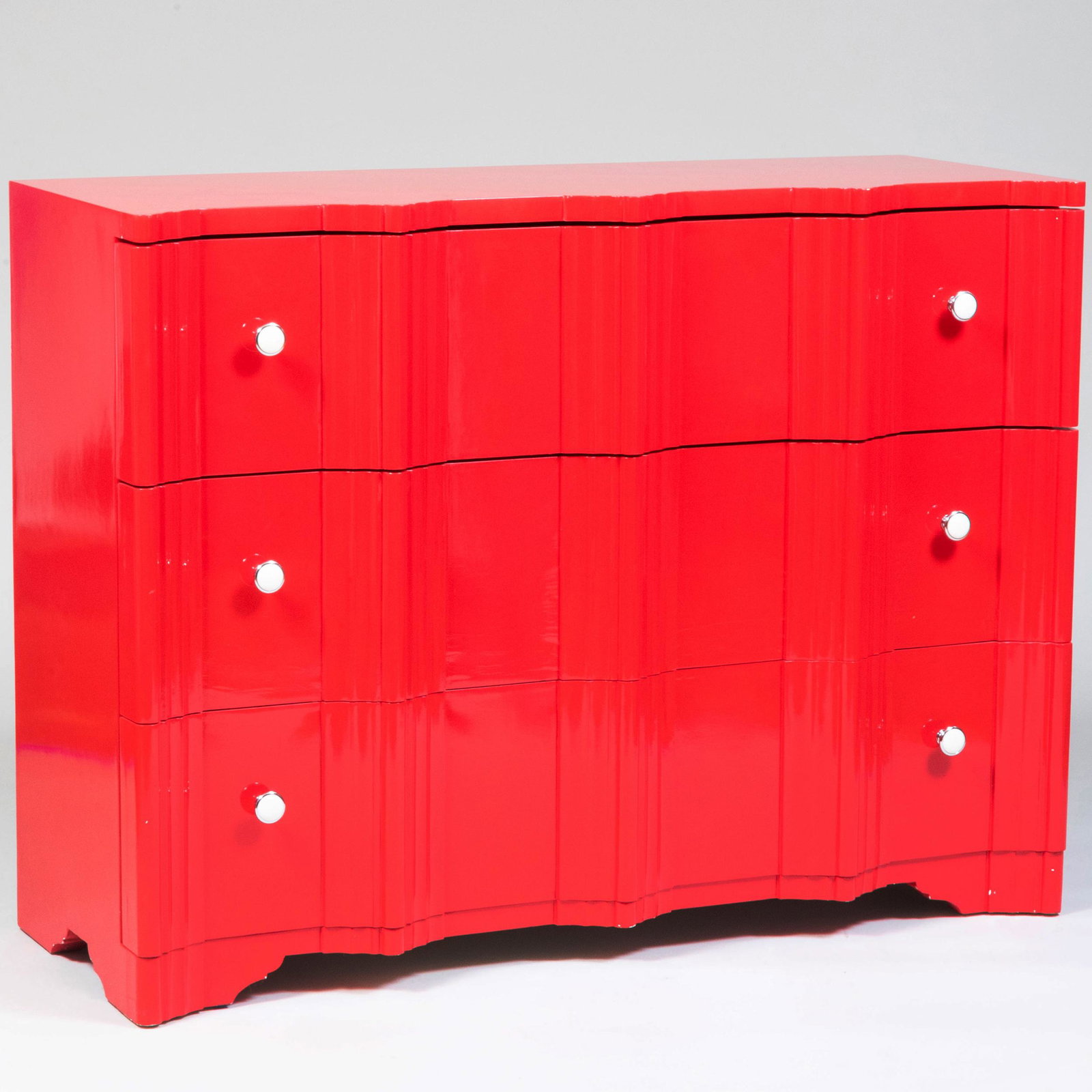 Contemporary Red Lacquer Chest of Drawers (1 of 8)