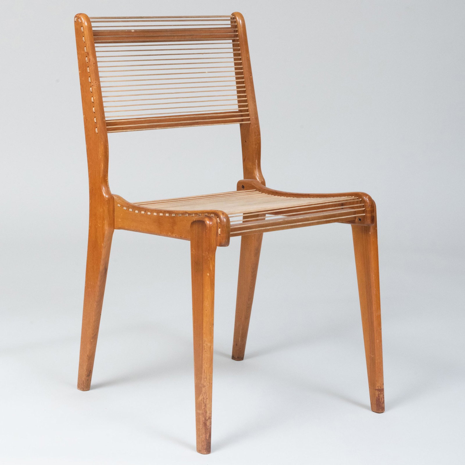 Modern Walnut and Cord 'String Chair' (1 of 7)
