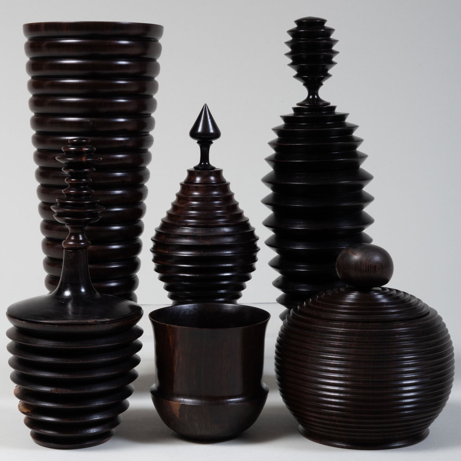 Group of Six Contemporary Turned Wood Vessels (1 of 20)