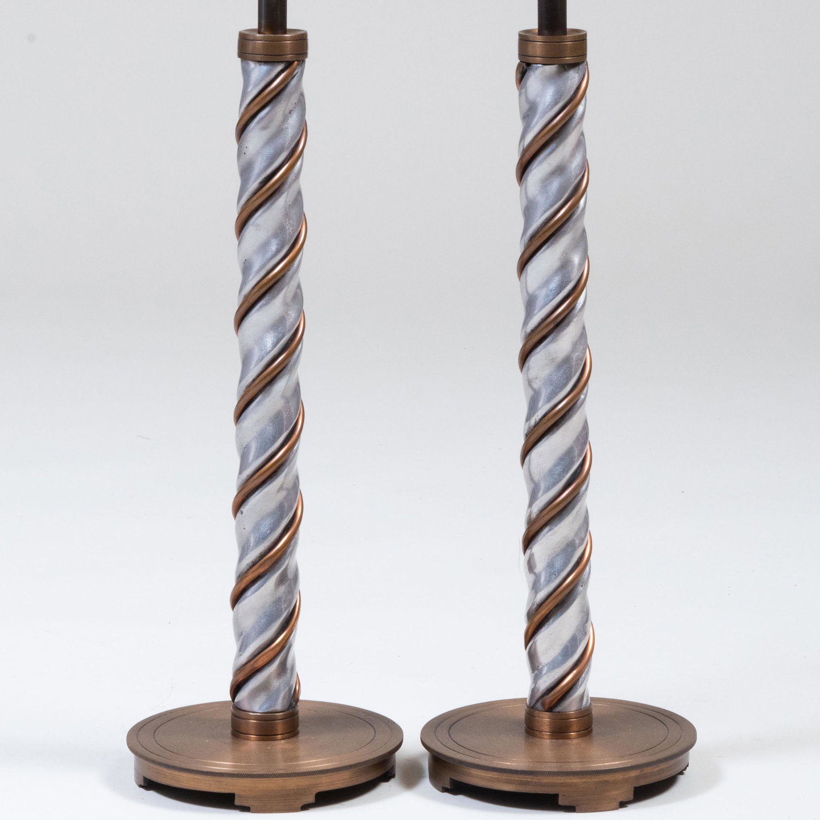 Pair of Modernist Spiral-Twist Polished Aluminum, (1 of 5)