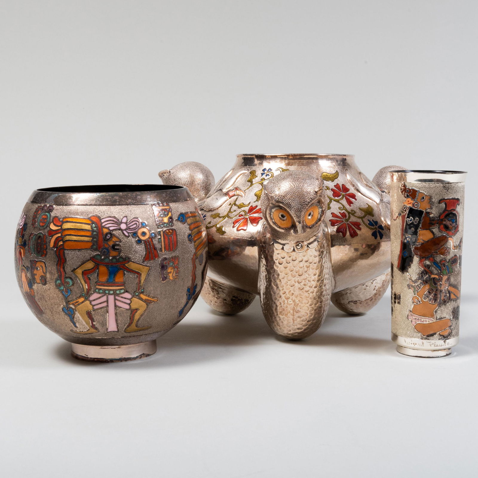 Three Miguel Pineda Silver Plate CloisonnÃ© Vases (1 of 20)
