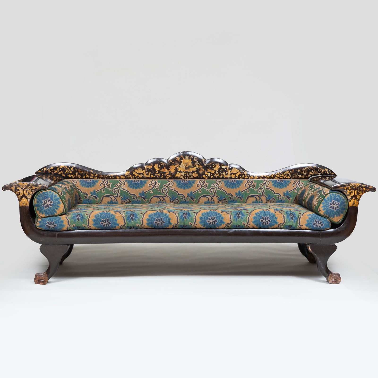 Chinese Export Black Lacquer and Parcel-Gilt Settee (1 of 12)