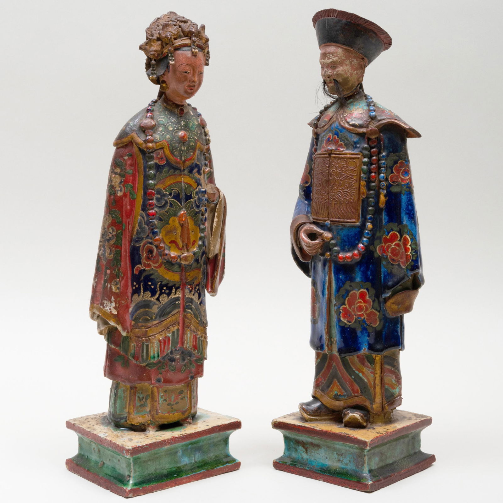 Pair of Chinese Glazed Terracotta Figures (1 of 12)