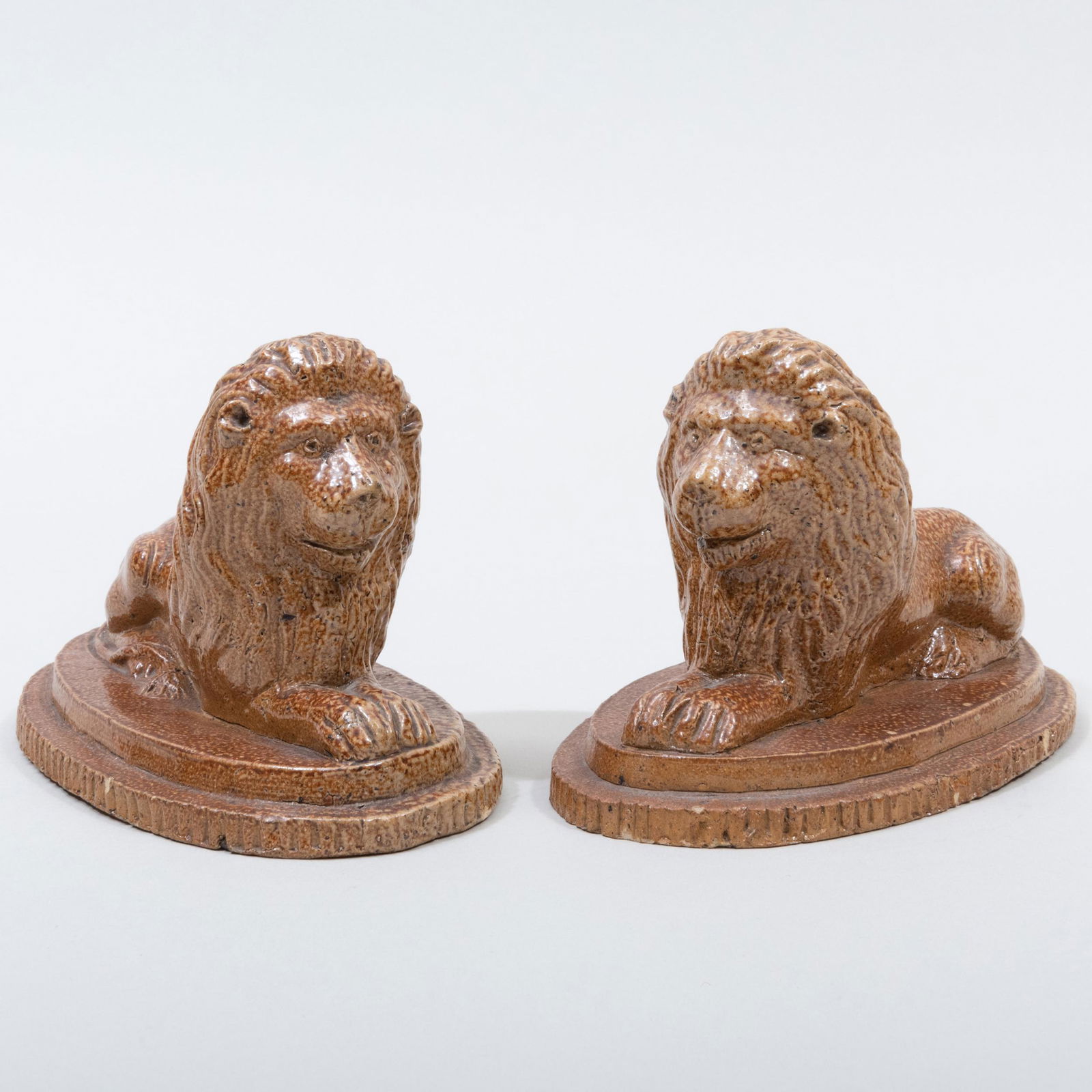 Pair of English Salt Glazed Stoneware Figures of Lions (1 of 7)