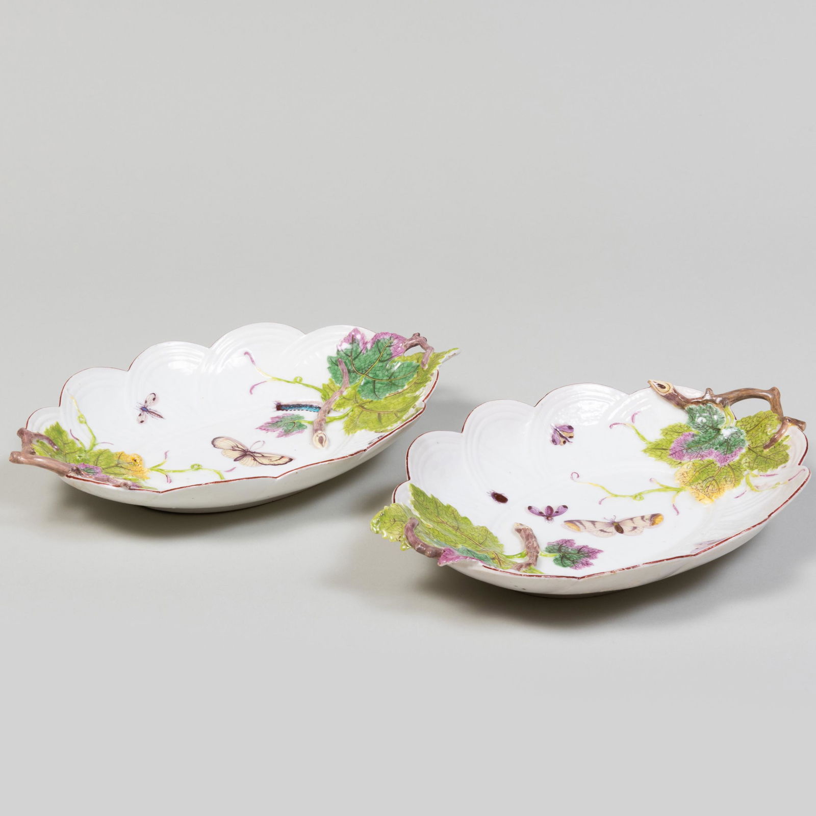 Pair of Chelsea Porcelain Basket Molded Oval Dishes (1 of 9)