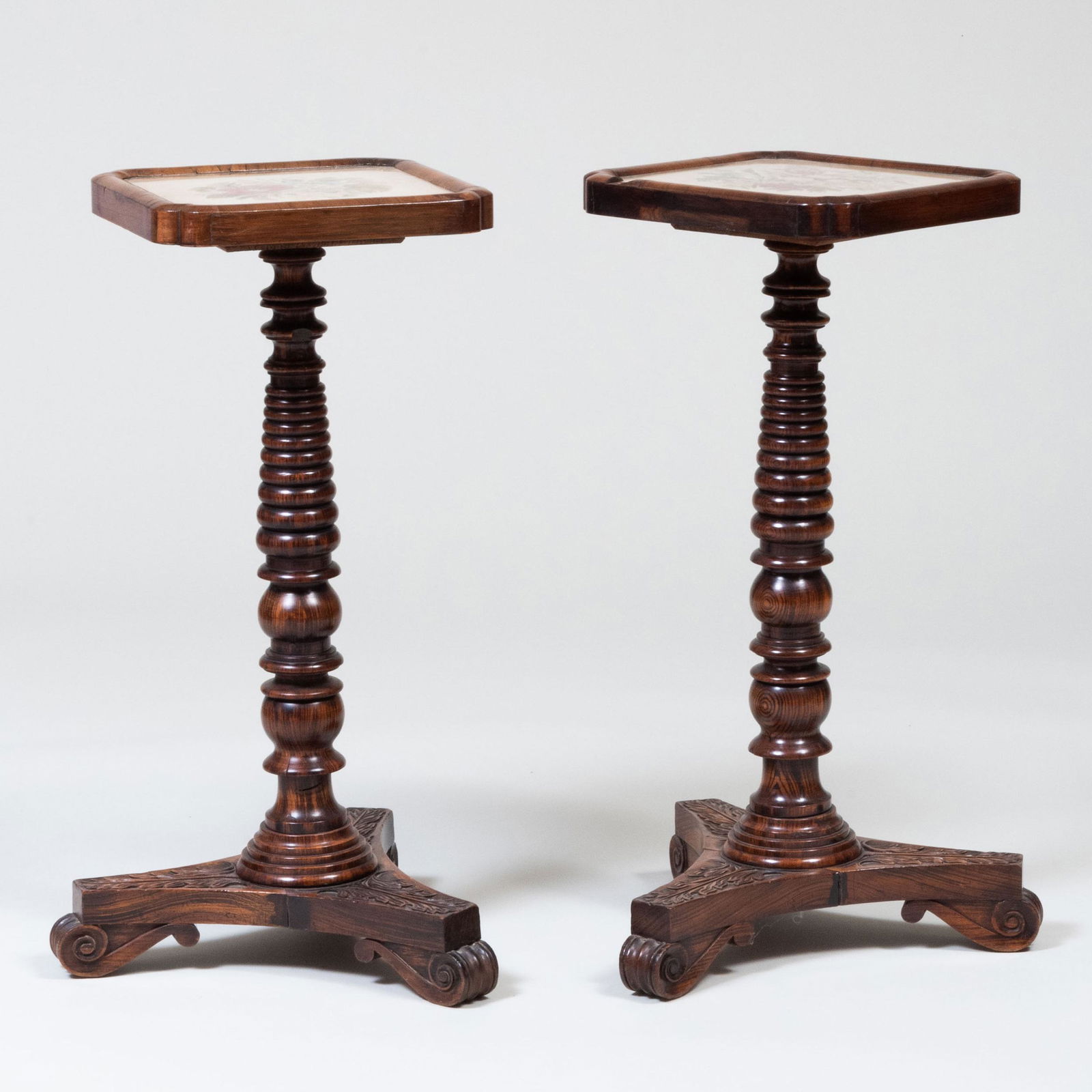 Pair of William IV Faux Rosewood Candlestands (1 of 7)