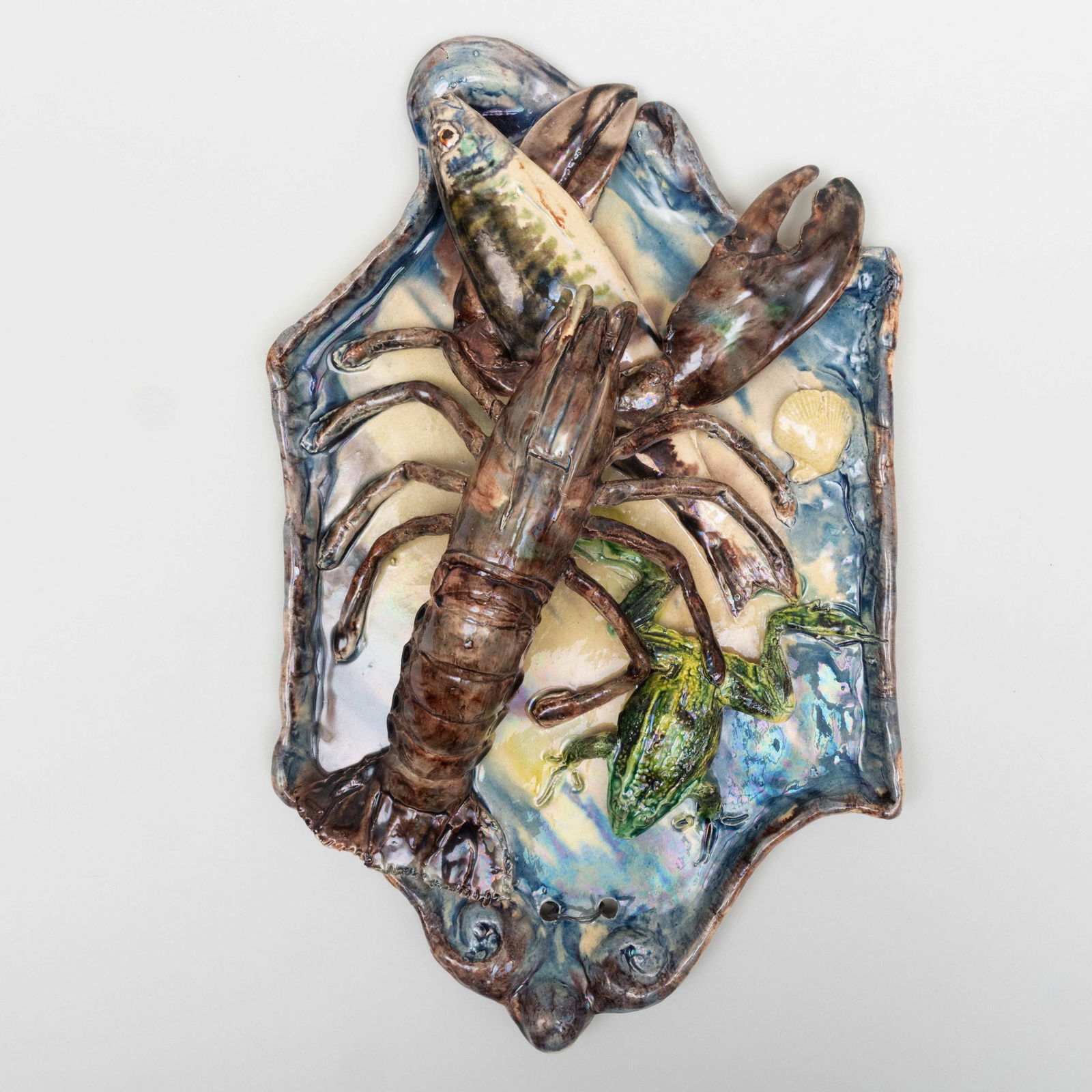 Alfred Renoleau Palissy Style Faience Trompe L'Oeil Wall Plaque (1 of 5)