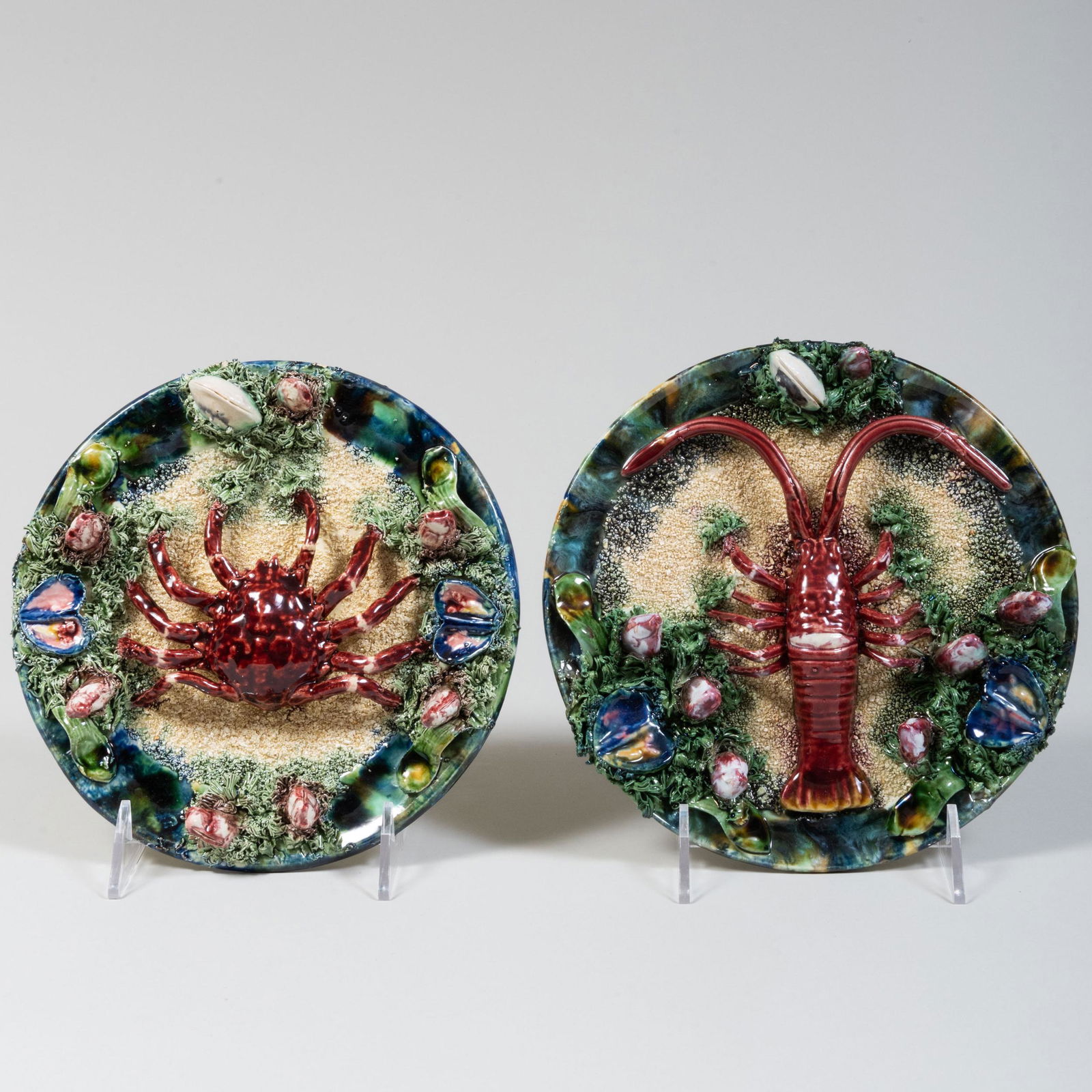 Pair of Caldas Pallissy Style Earthenware Plates (1 of 7)