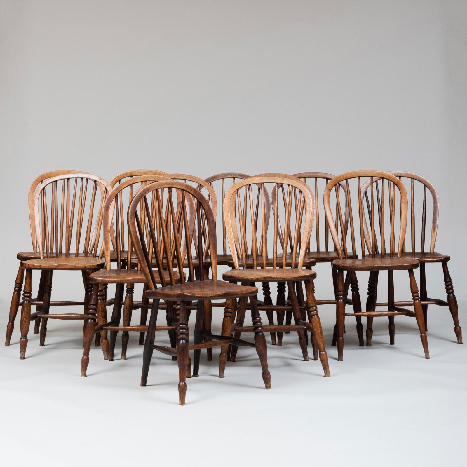 Associated Set of Twelve English Ash Windsor Side Chairs (1 of 8)