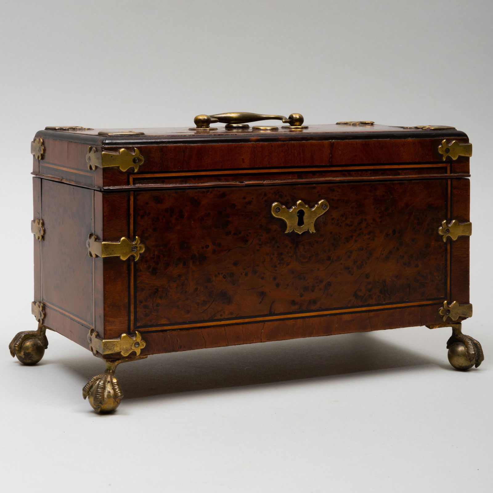 English Brass-Mounted Burlwood Tea Caddy (1 of 11)
