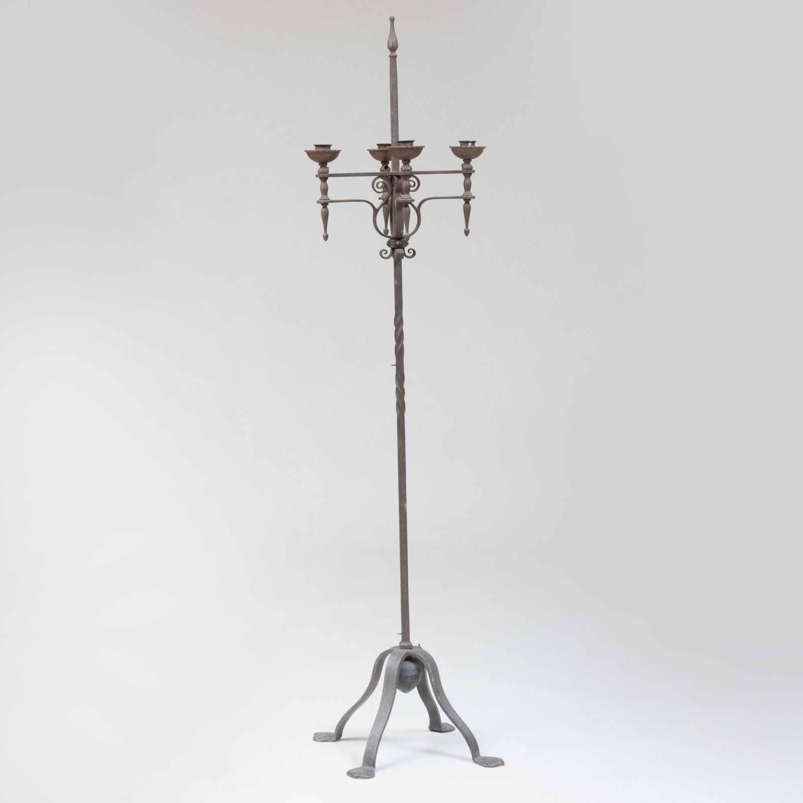 Renaissance Style Wrought-Iron Four-Light Retractable Standing Candelabra (1 of 7)