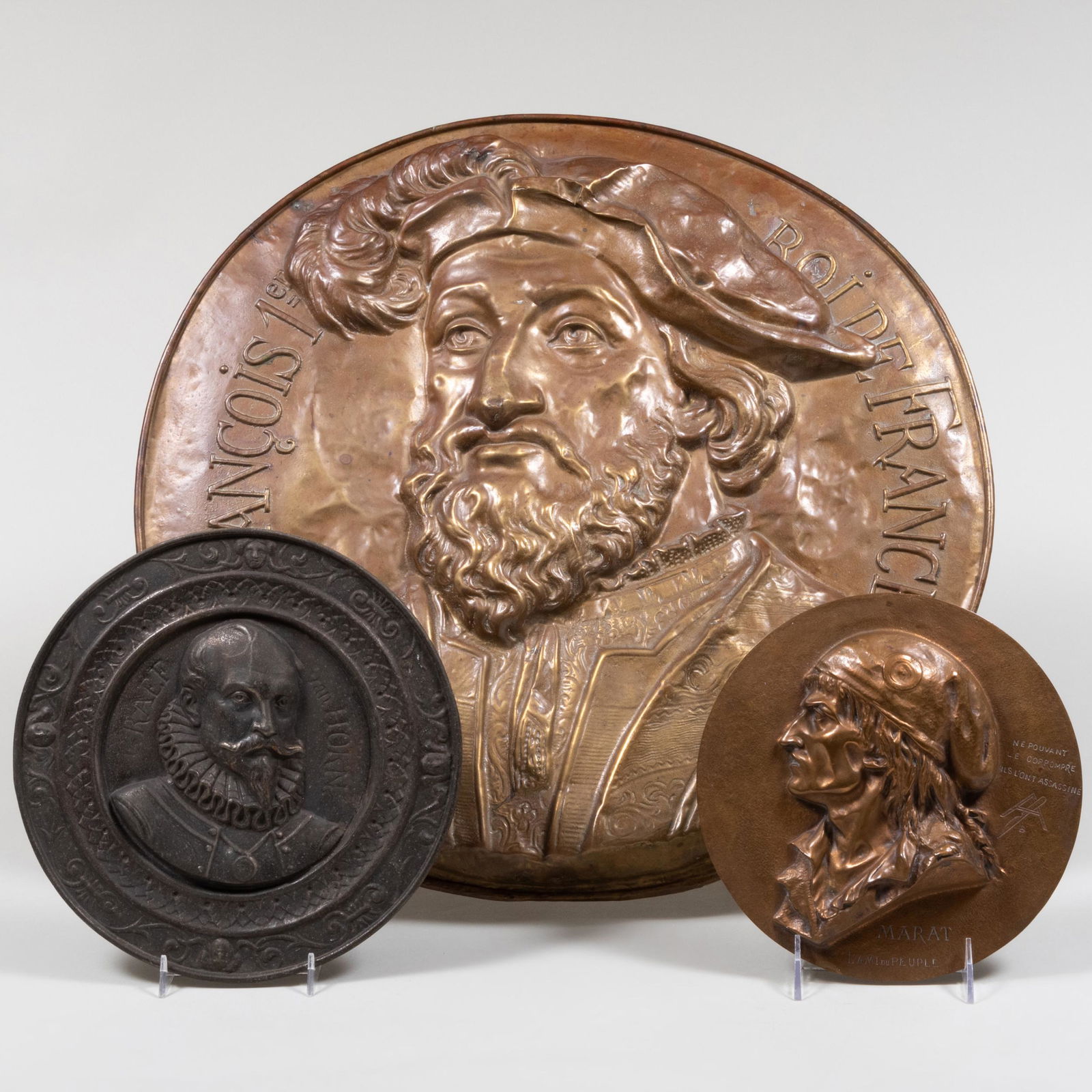 Miscellaneous Group of Three Metal Portrait Plaques (1 of 9)