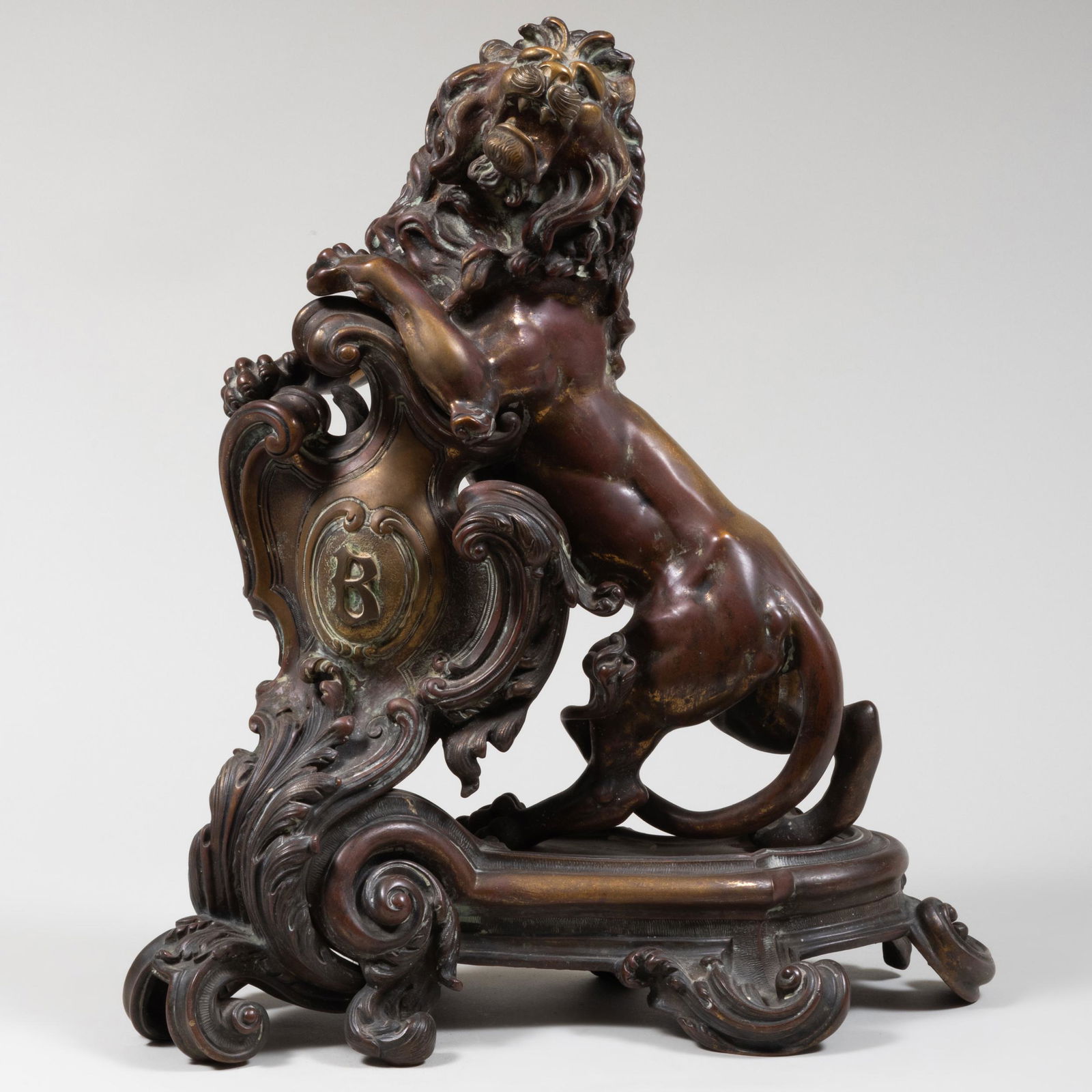 Victorian Rococo Style Bronze Model of a Rampant Lion with a Shield (1 of 14)