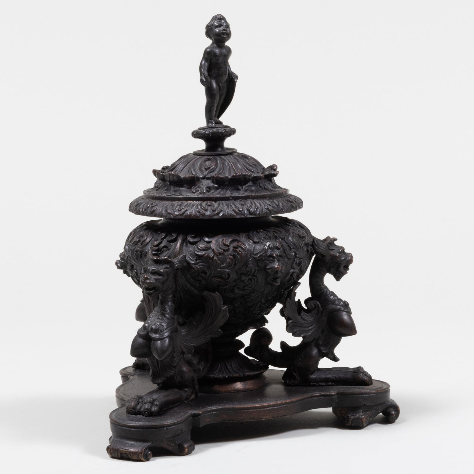 Renaissance Style Bronze Figural Inkwell (1 of 7)