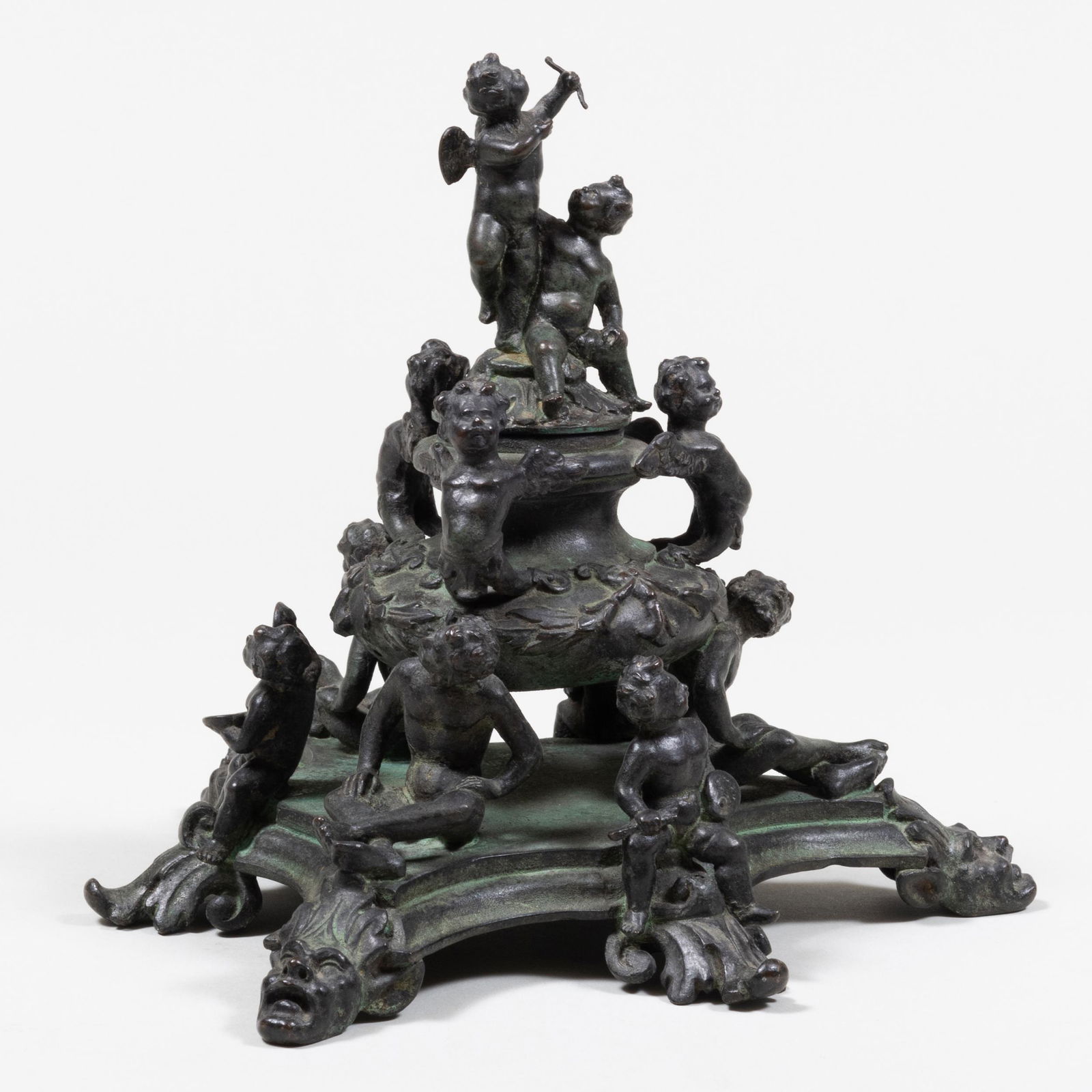 Renaissance Style Bronze Figural Inkwell (1 of 9)