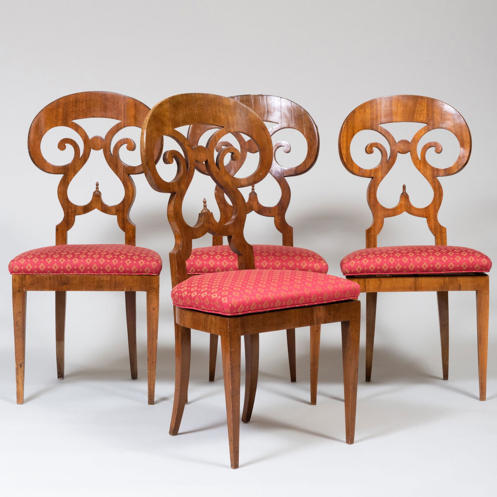 Set of Four Biedermeier Style Walnut Side Chairs (1 of 7)