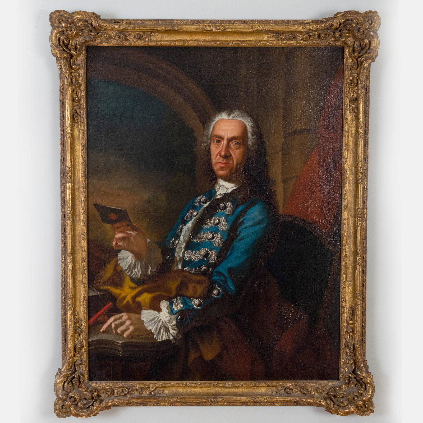 Attributed to Giuseppe Bonito (1707-1789): Portrait of a Gentleman: Attributed to Giuseppe Bonito (1707-1789): Portrait of a Gentleman Oil on canvas, unsigned, lined. 45 x 34 in., 52 x 42 in. (frame). From the Collection of a Prominent Collector