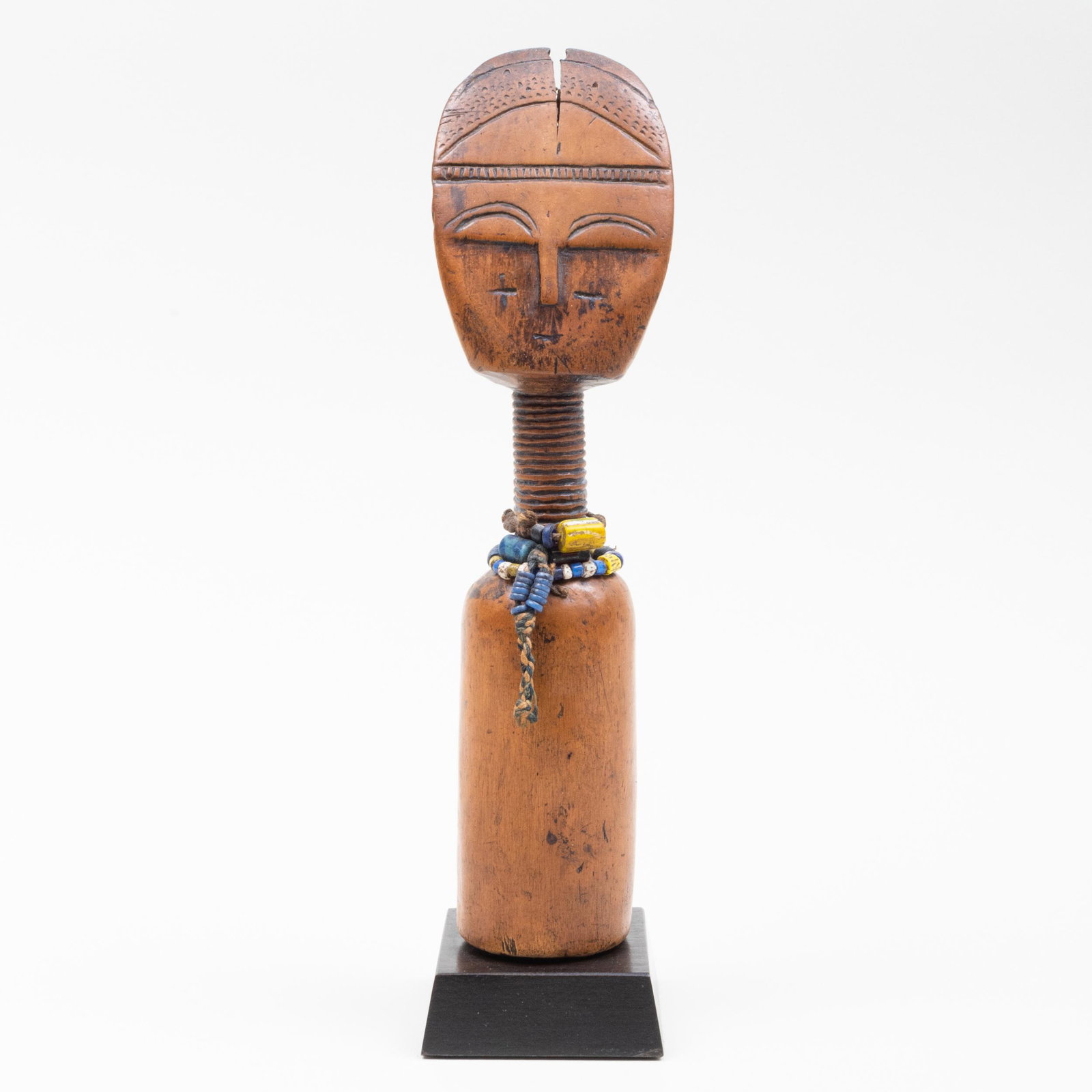 Brong/Bono Fertility Doll, Ghana: Brong/Bono Fertility Doll, Ghana Wood, beads, fiber. The figure 10 1/4 in.; 11 1/2 x 2 1/2 x 2 3/4 in. (overall). Gary M. Karlson, San Diego, CA, 2010; Amyas Naegele, New York, USA, 2010. Property fro