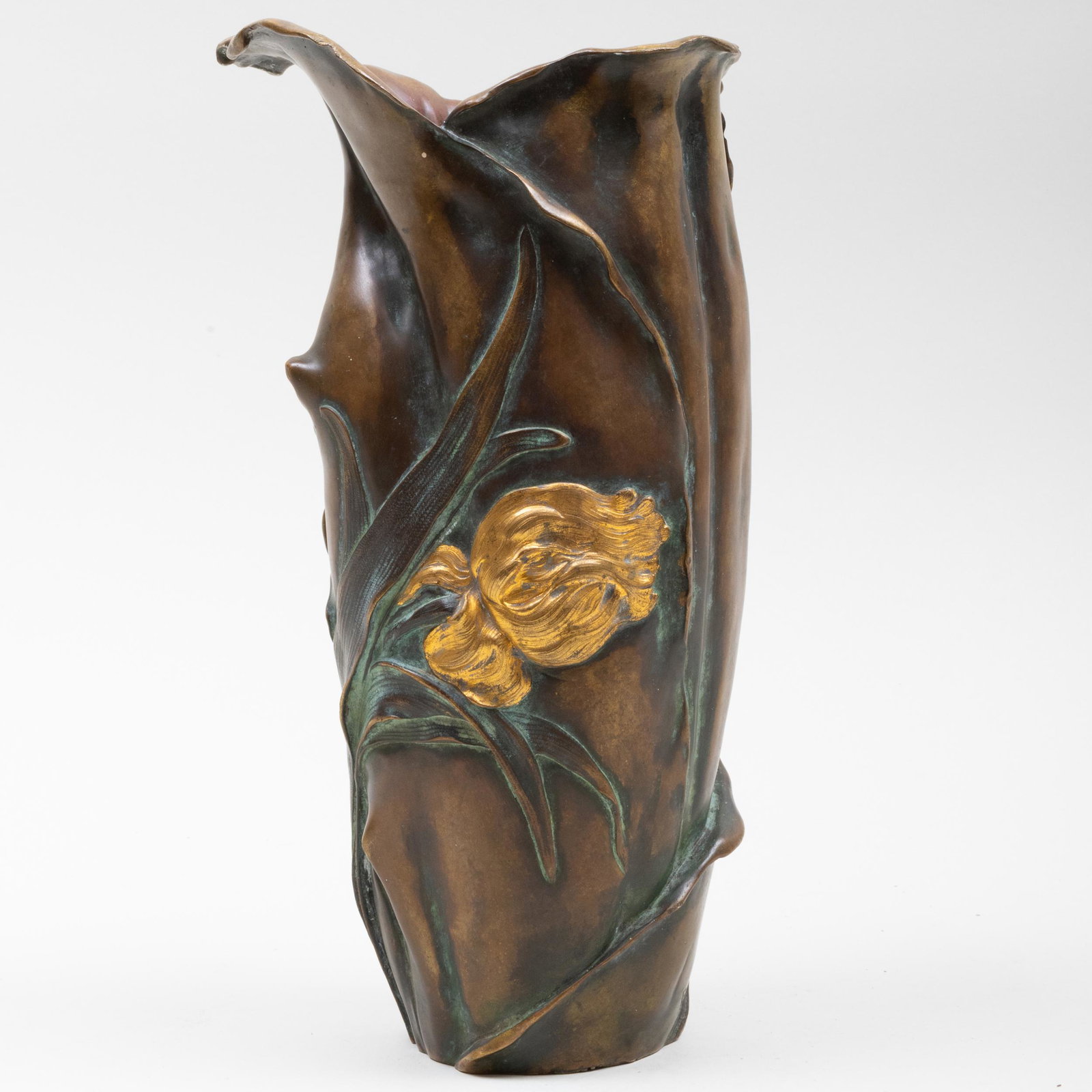 Antoine Bofill Patinated and Gilt Bronze Art Nouveau Vase: Antoine Bofill Patinated and Gilt Bronze Art Nouveau Vase Cast signature 'Bofill'. 12 1/2 x 6 1/2 in. diam.