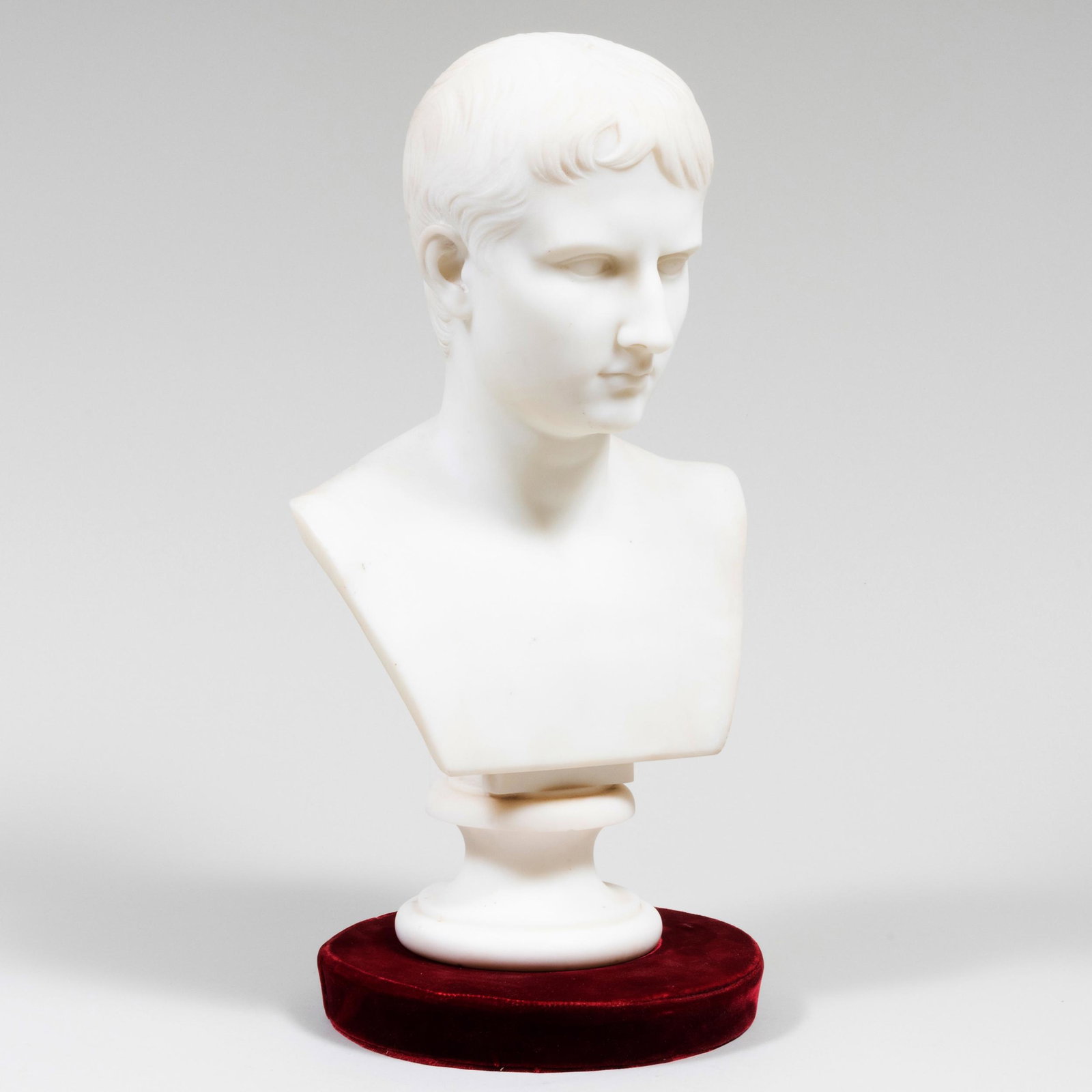 European White Marble Bust of Caesar Augustus, After the Antique: European White Marble Bust of Caesar Augustus, After the Antique 18 1/4 x 10 1/4 x 7 in. Property from the Collection of Reverend David Rhinelander King and Mary Griffith King