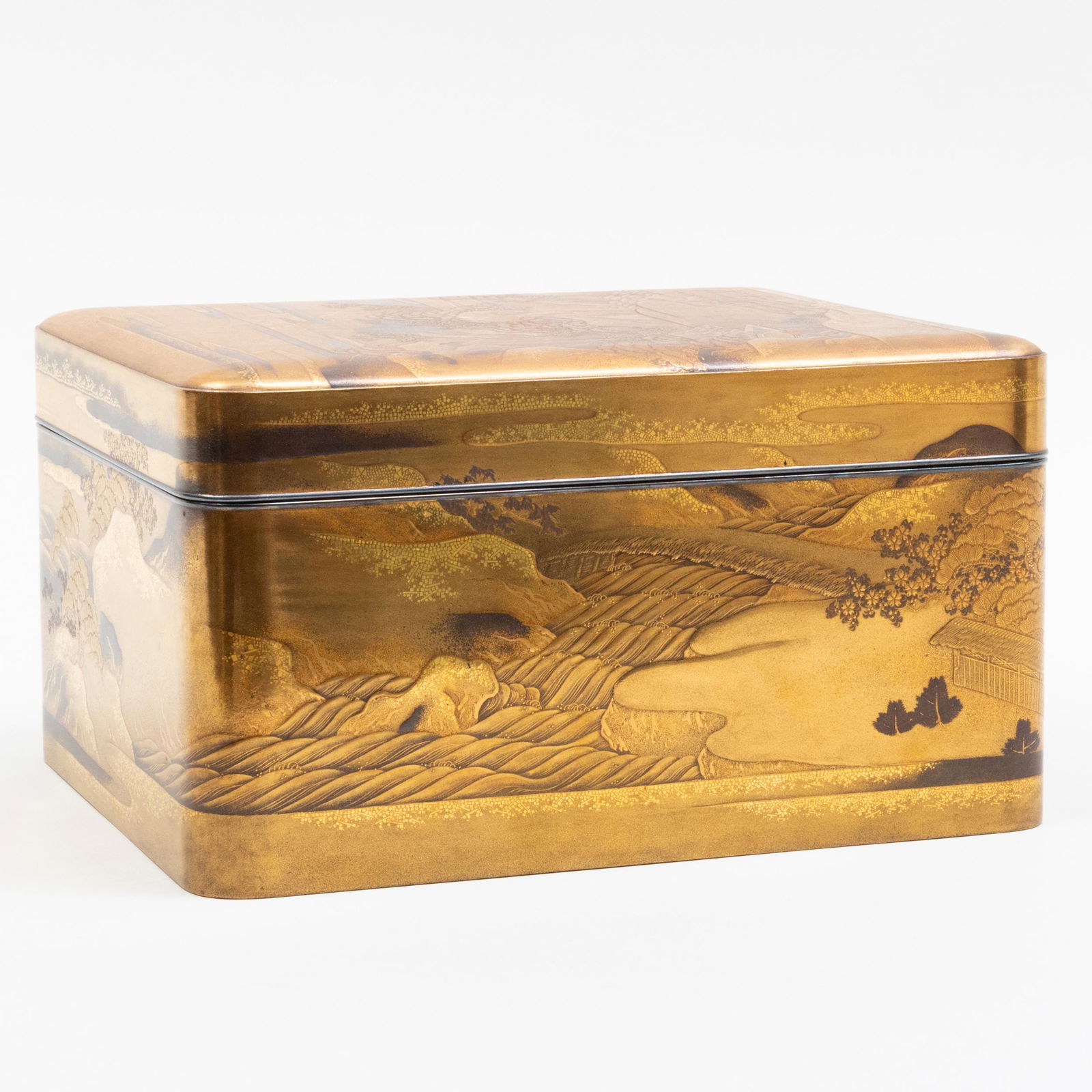 Japanese Gold and Silver Lacquer Hari Maki-e Bunko Box (1 of 9)