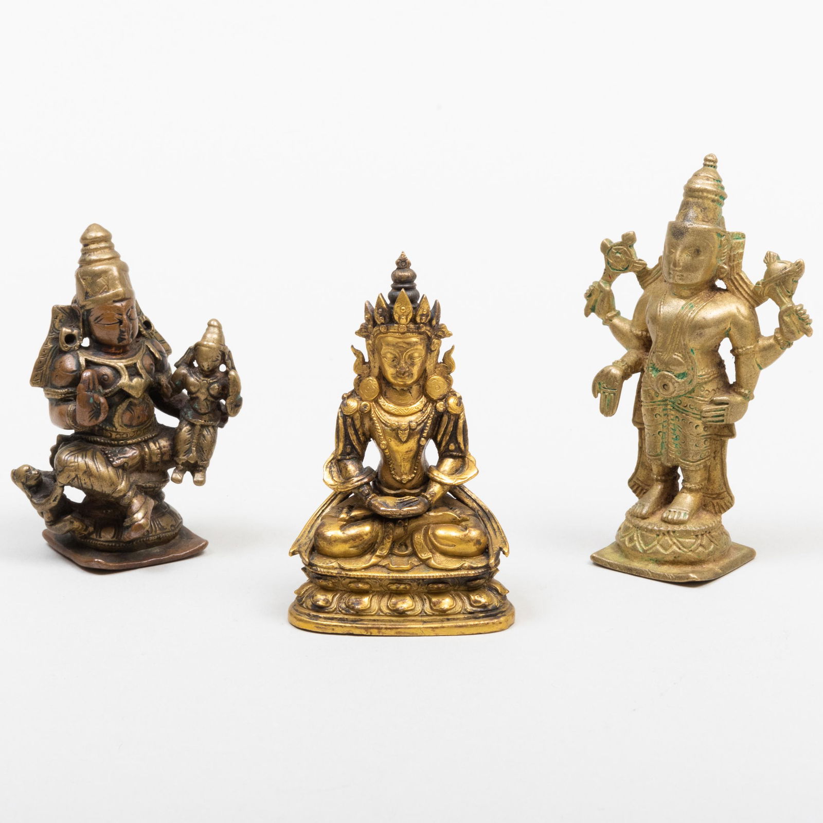 Group of an Indian Bronze Figure of Tara and Two Brass Figures of Dieties (1 of 8)