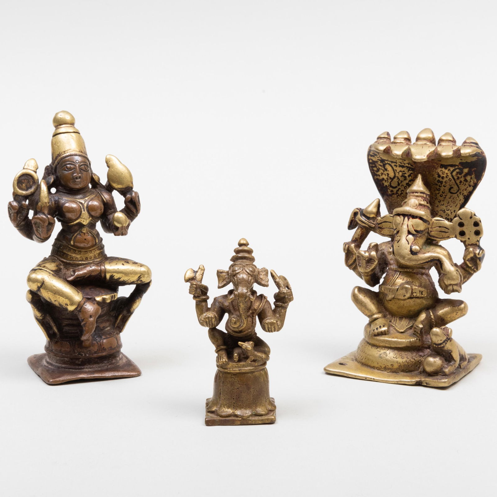 Three Indian Brass Figures Of Dieties