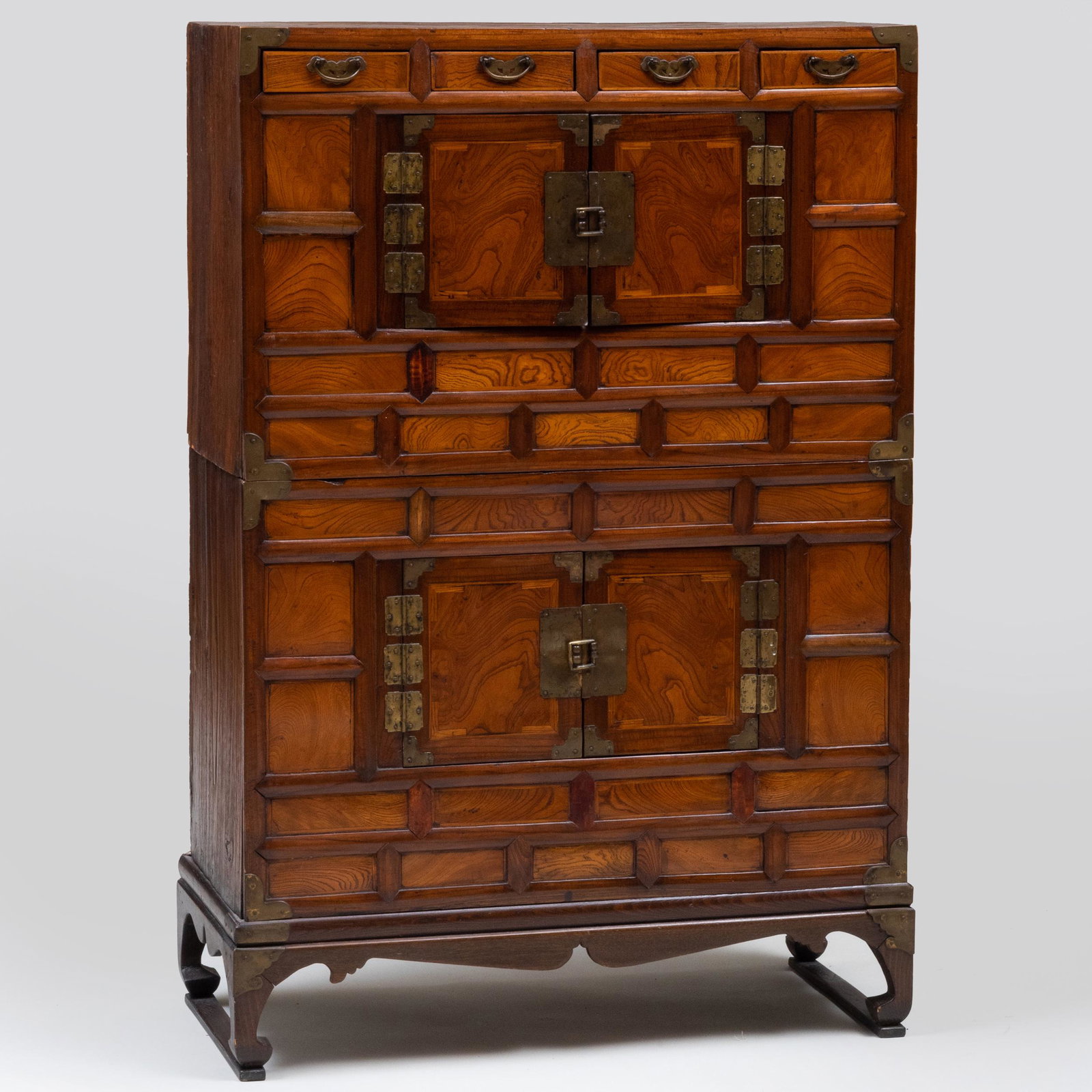 Korean Hardwood Medicine Chest: Korean Hardwood Medicine Chest In two parts. 44 3/4 x 30 x 13 in. Property from the Collection of Dr. Charles Hayes