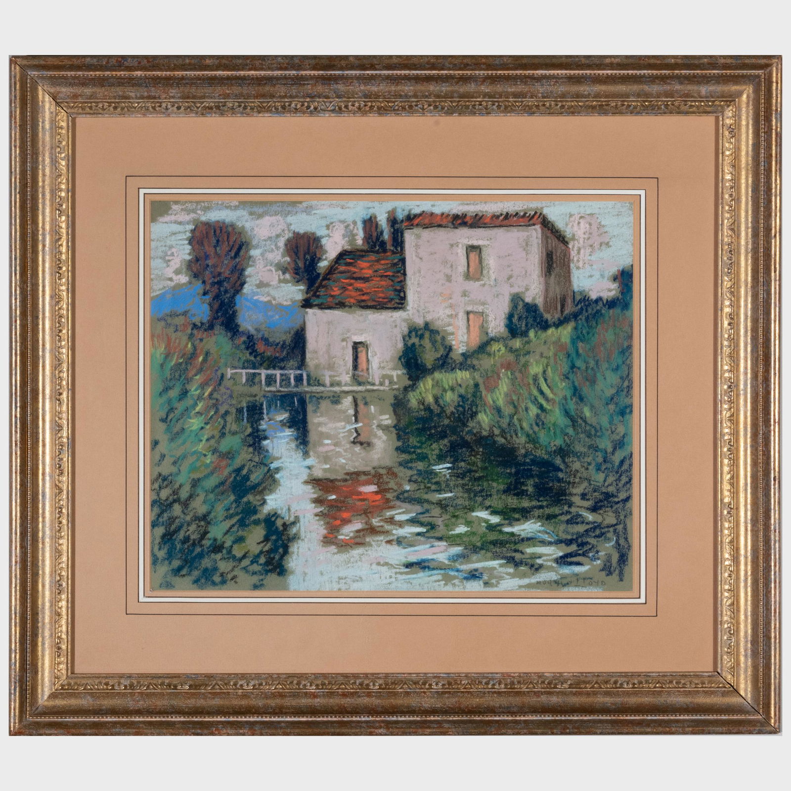 Norman Lloyd (1894-1983): Millhouse: Norman Lloyd (1894-1983): Millhouse Colored chalk on green/grey paper, signed 'Norman Lloyd' lower right. 12 1/2 x 15 1/2 in. (sight), 22 x 24 3/4 in. (frame).