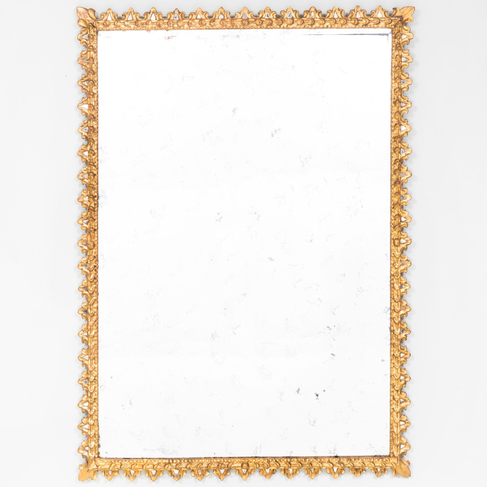 Large Spanish Baroque Style Carved Giltwood Beveled Mirror (1 of 5)