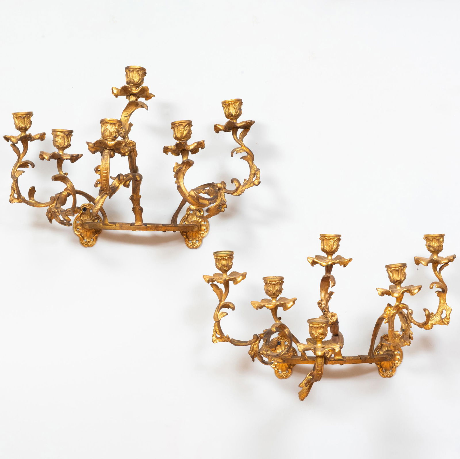 Pair of Continental Gilt-Bronze Six-Light Wall Sconces, Possibly Italian (1 of 11)