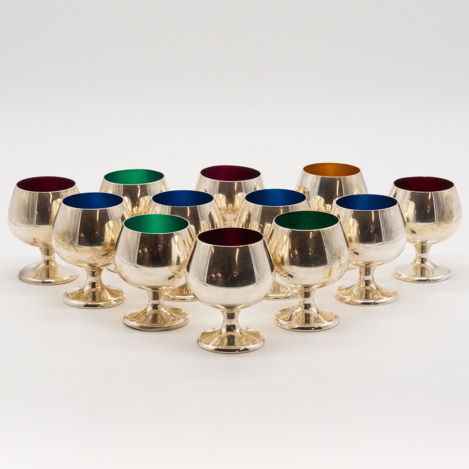 Set of Twelve Miniature Gorham Silver and Enamel Snifters (1 of 6)