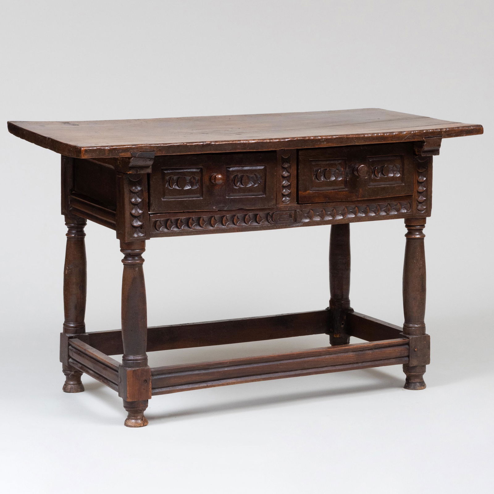 Continental Rustic Carved Walnut Table (1 of 8)