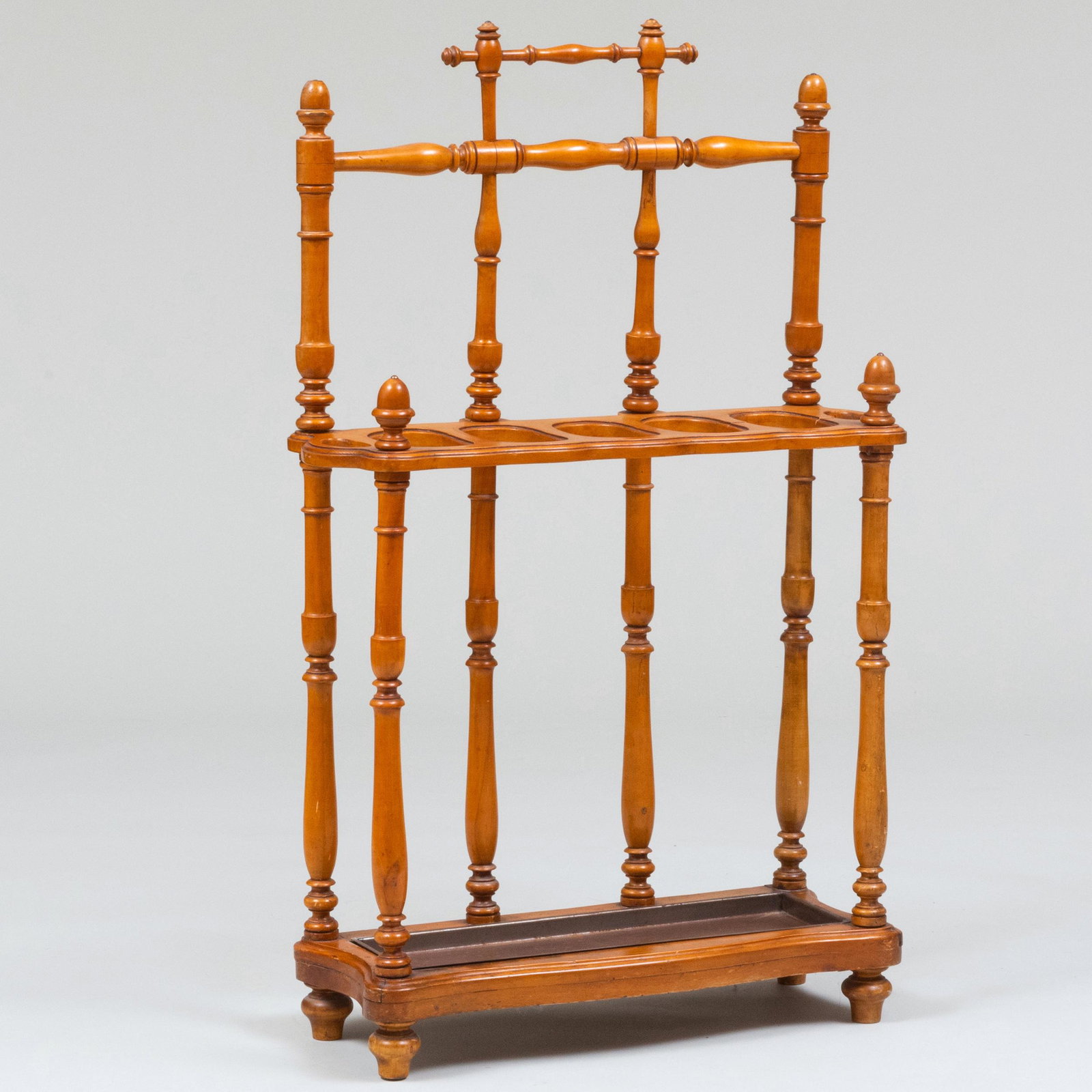 Victorian Turned Maple Umbrella Stand: Victorian Turned Maple Umbrella Stand 45 1/2 x 26 1/4 x 11 in. The Collection of Mary B. Schwab, Stoneleigh Horse Farm, Middleburg, VA.
