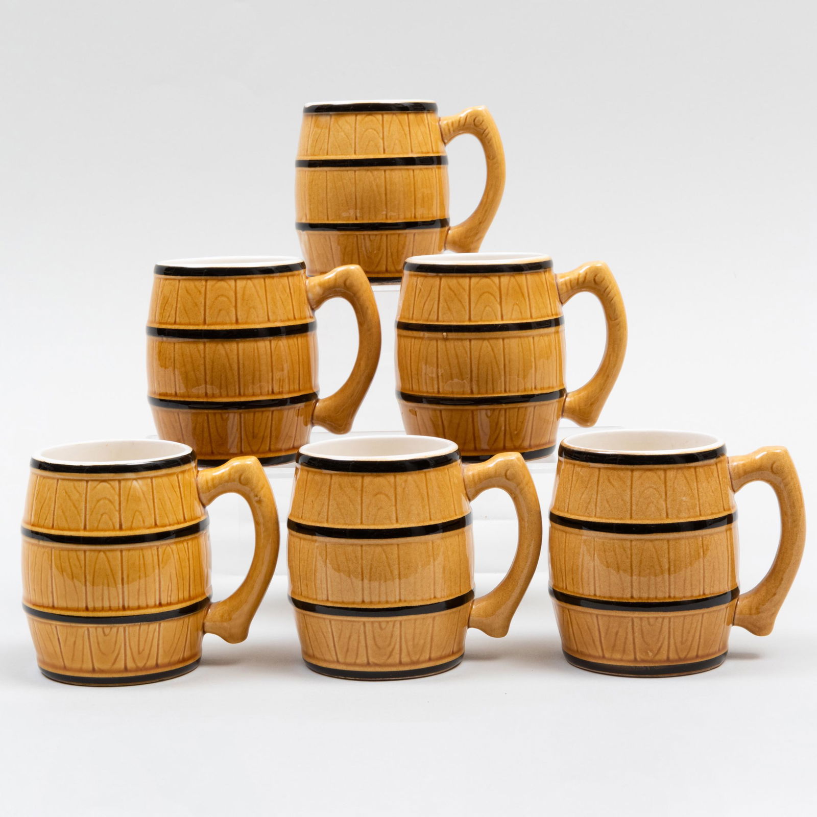 Set of Six Ceramic Barrel Form Mugs (1 of 10)