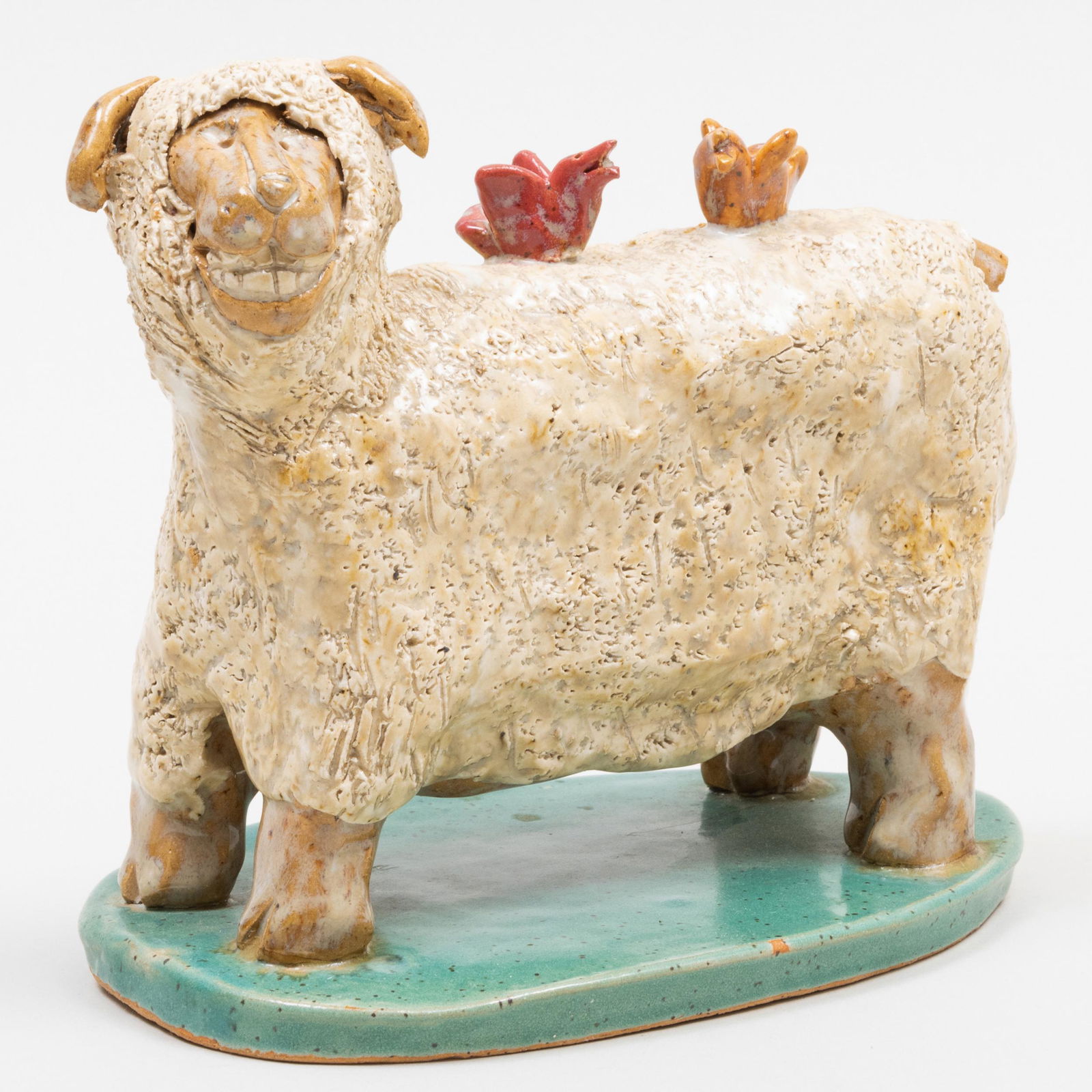 Small Contemporary Glazed Earthenware Model of a Sheep (1 of 10)