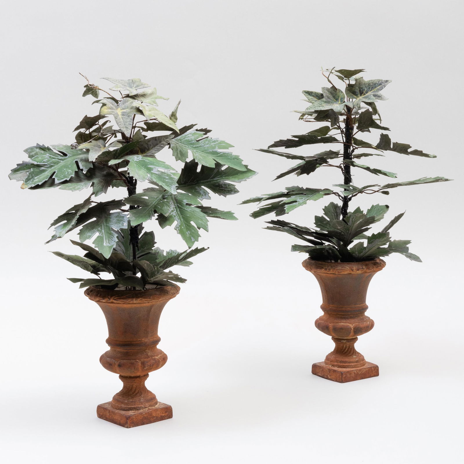 Pair of Tôle and Cast Metal Models of Leafy Urns (1 of 12)