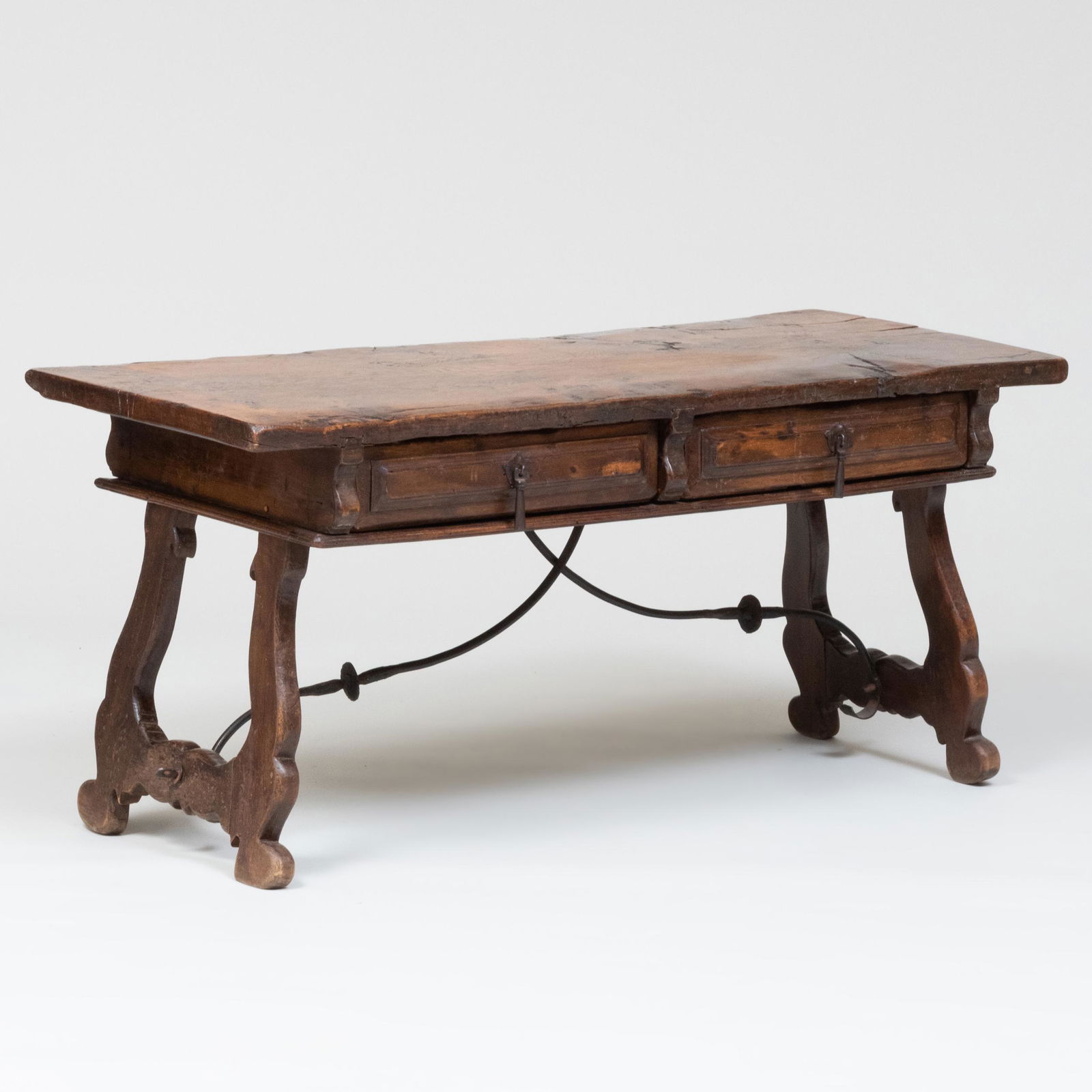 Italian Baroque Style Walnut and Wrought-Iron Low Table (1 of 11)