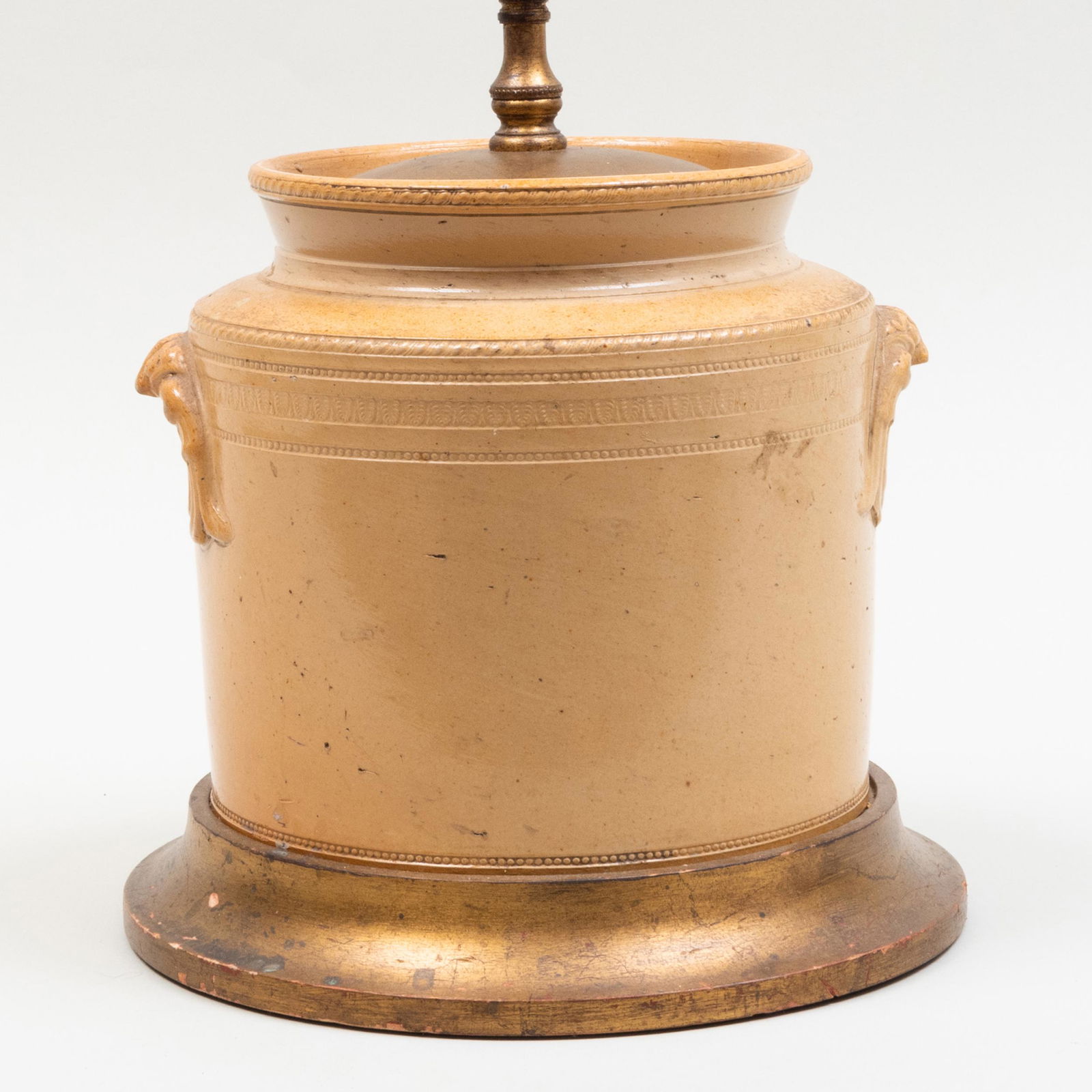 Salt Glazed Earthenware Canister Mounted as a Lamp, Probably English (1 of 6)