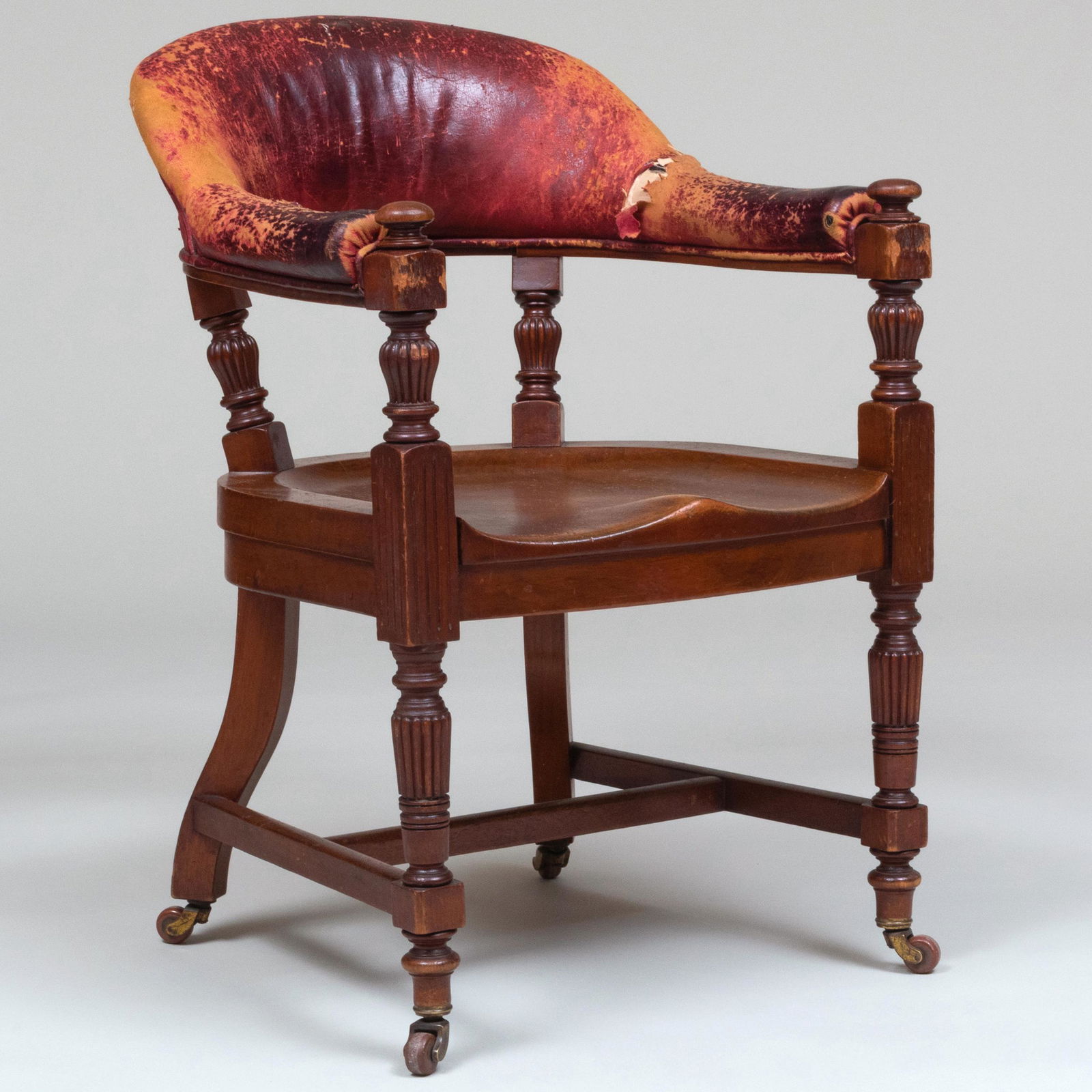 Continental Mahogany and Leather Desk Chair (1 of 11)