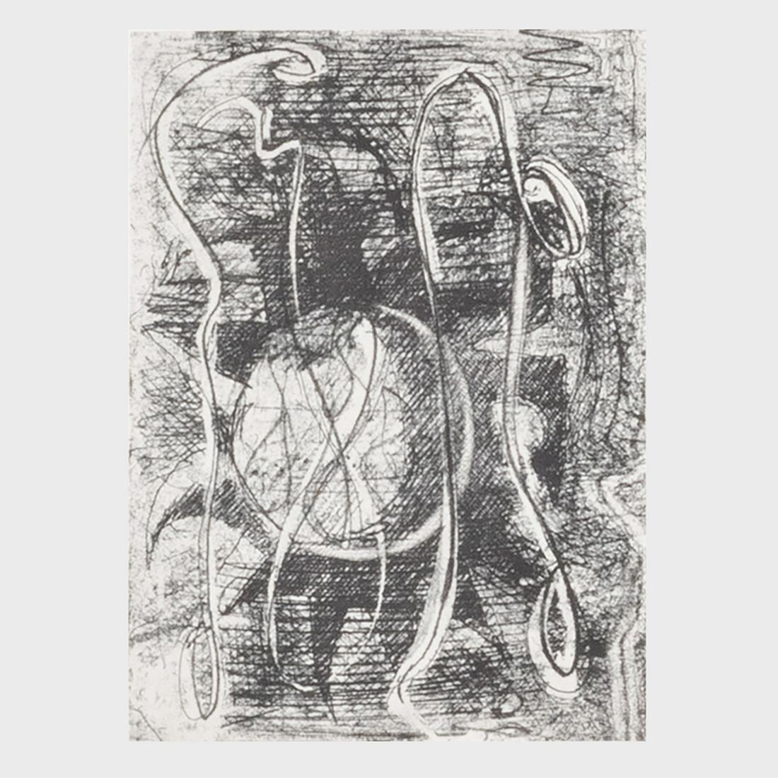 Christopher Le Brun (b. 1951): Fifty Etchings: Christopher Le Brun (b. 1951): Fifty Etchings The set of fifty etchings in black on Somerset, 1990, all signed and numbered 7/30, title and justification pages, in beige linen and leather portfolio bo