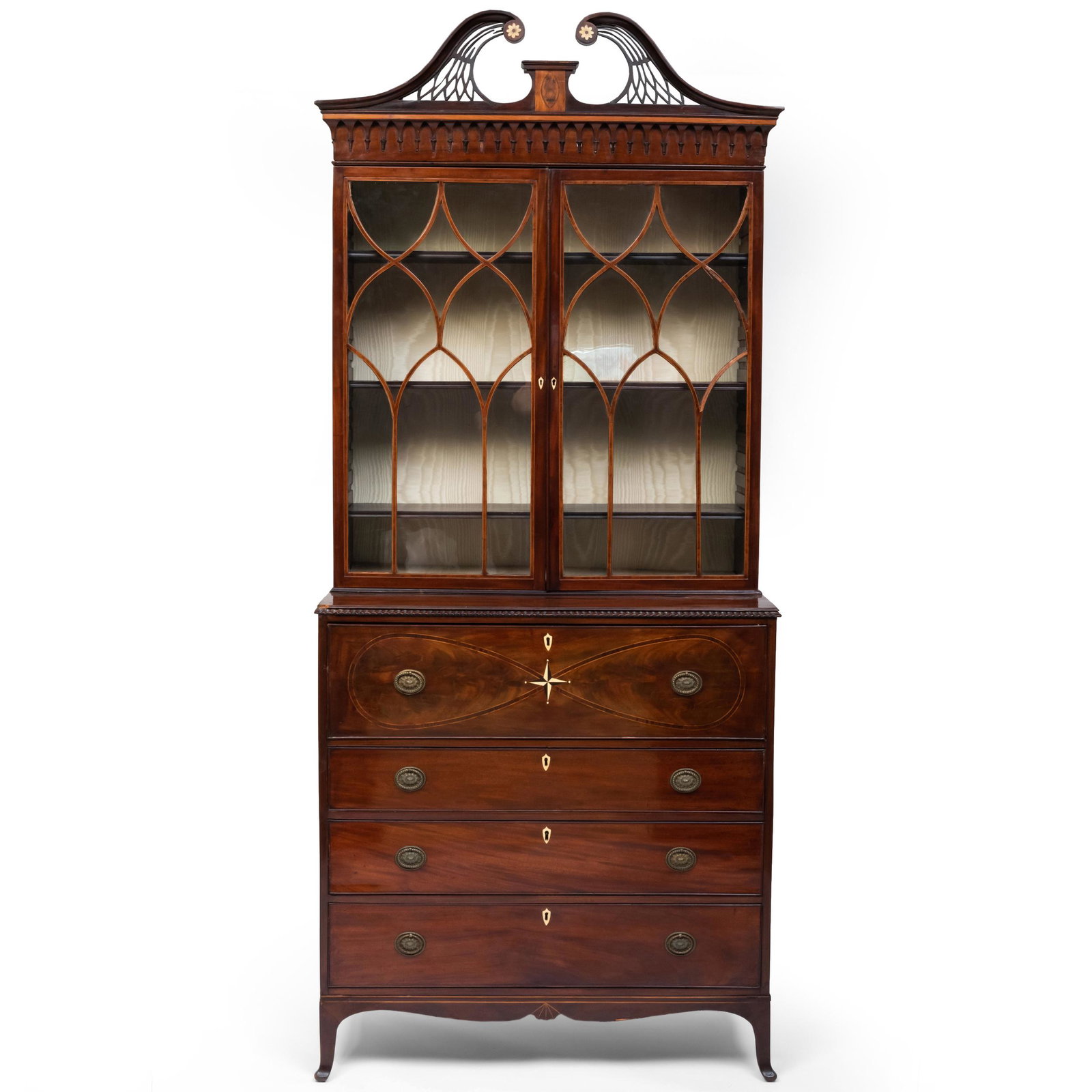 George III Mahogany, Satinwood and Rosewood Inlaid Secretary Bookcase (1 of 18)